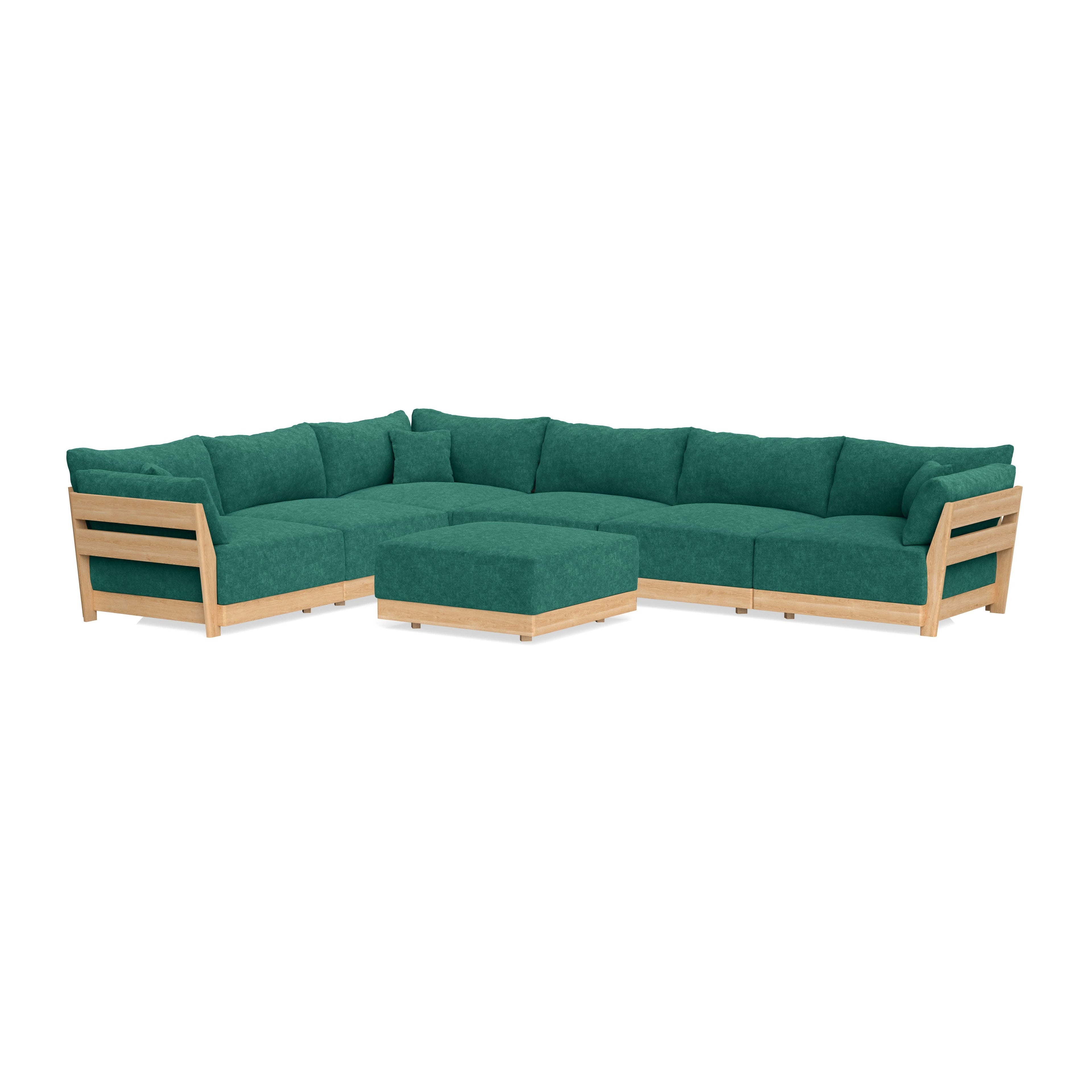 Slipcover Only - Modular Bondi 6-Seater Corner Sectional + Ottoman in Jade Green