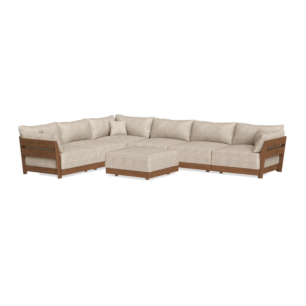 Modular Bondi Espresso 6-Seater Corner Sectional + Ottoman in Wheat | Memory Foam Blend