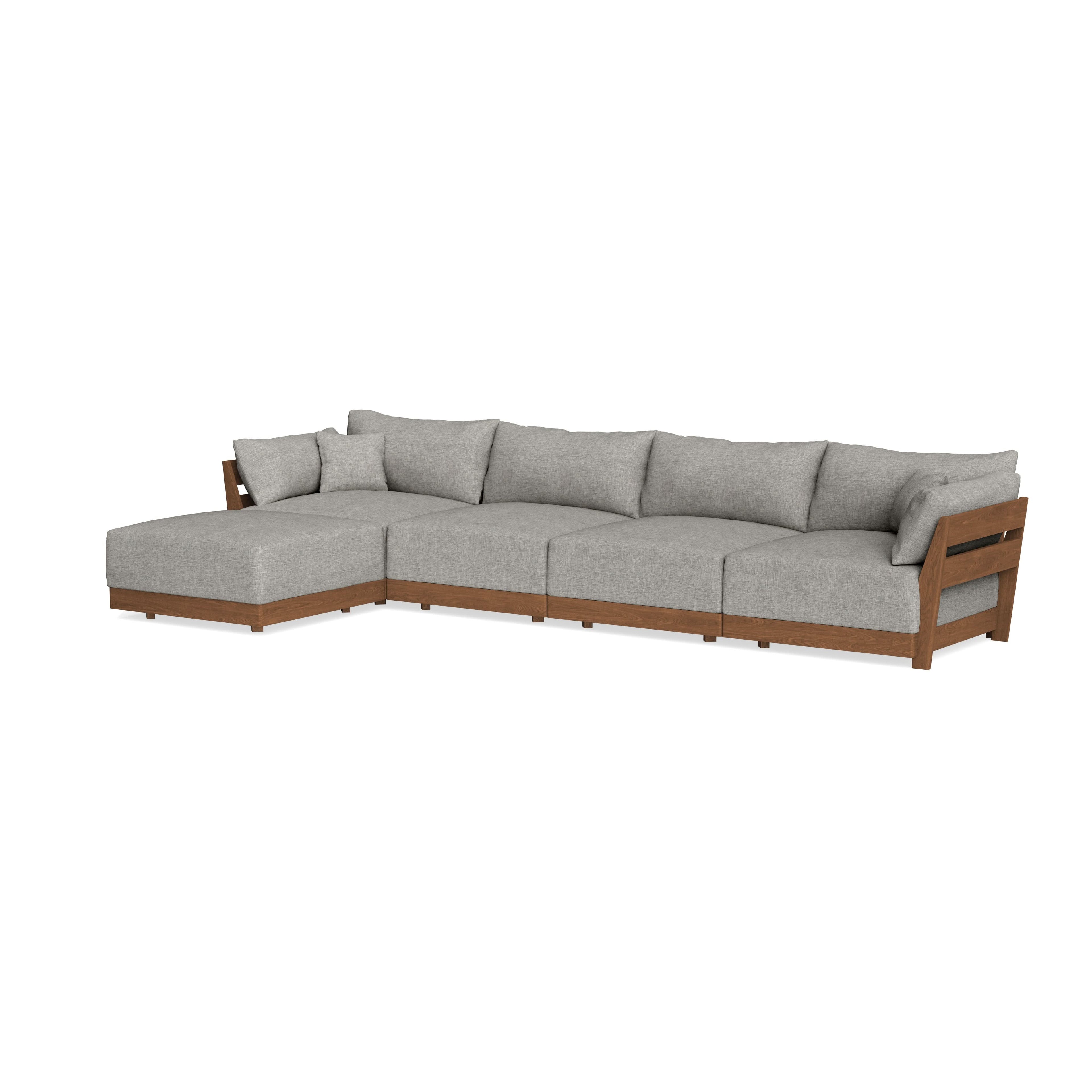 Modular Bondi Espresso 4-Seater Sectional in Fog | Memory Foam Blend