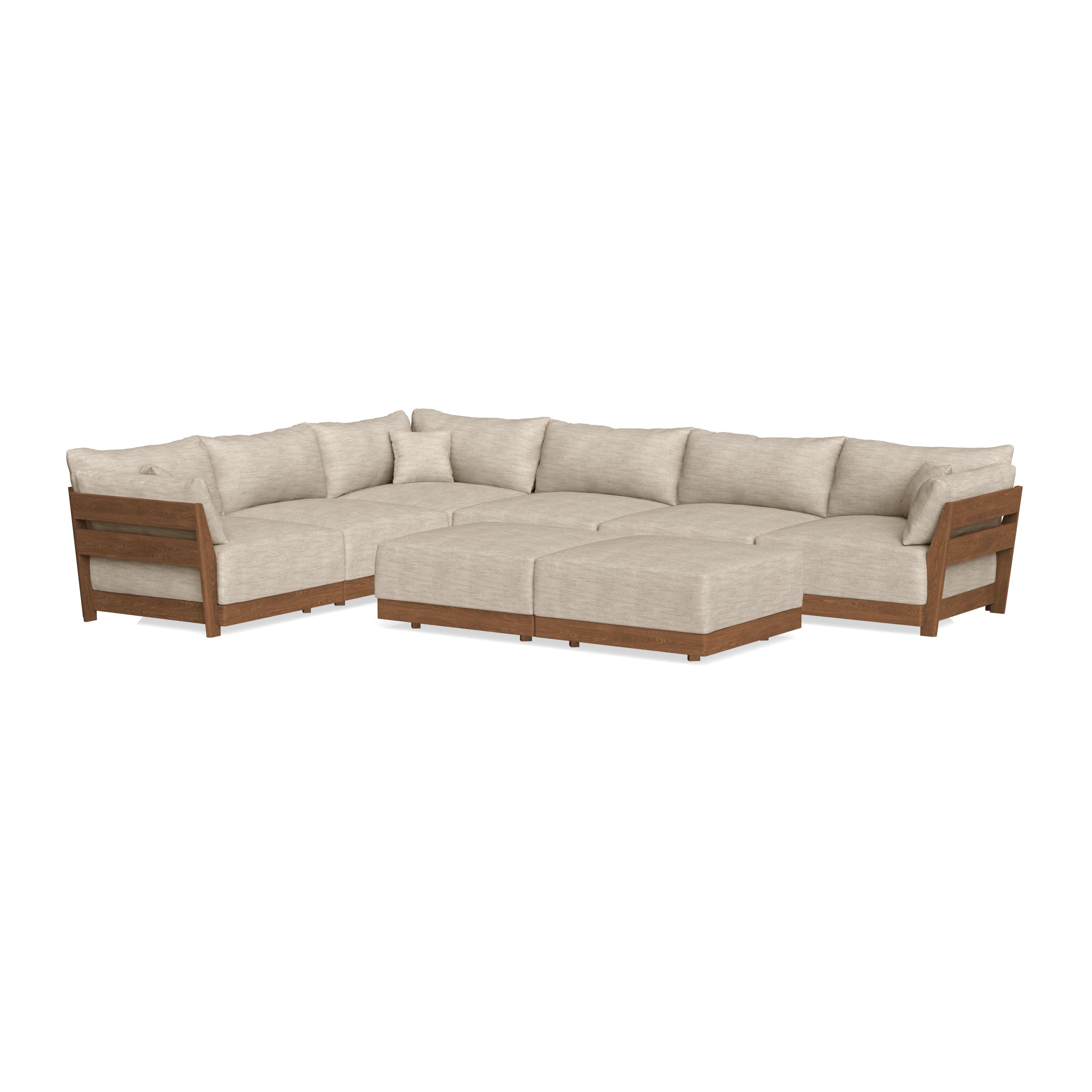 Modular Bondi Espresso 6-Seater Corner Sectional + Bench Ottoman in Wheat | Classic Blend