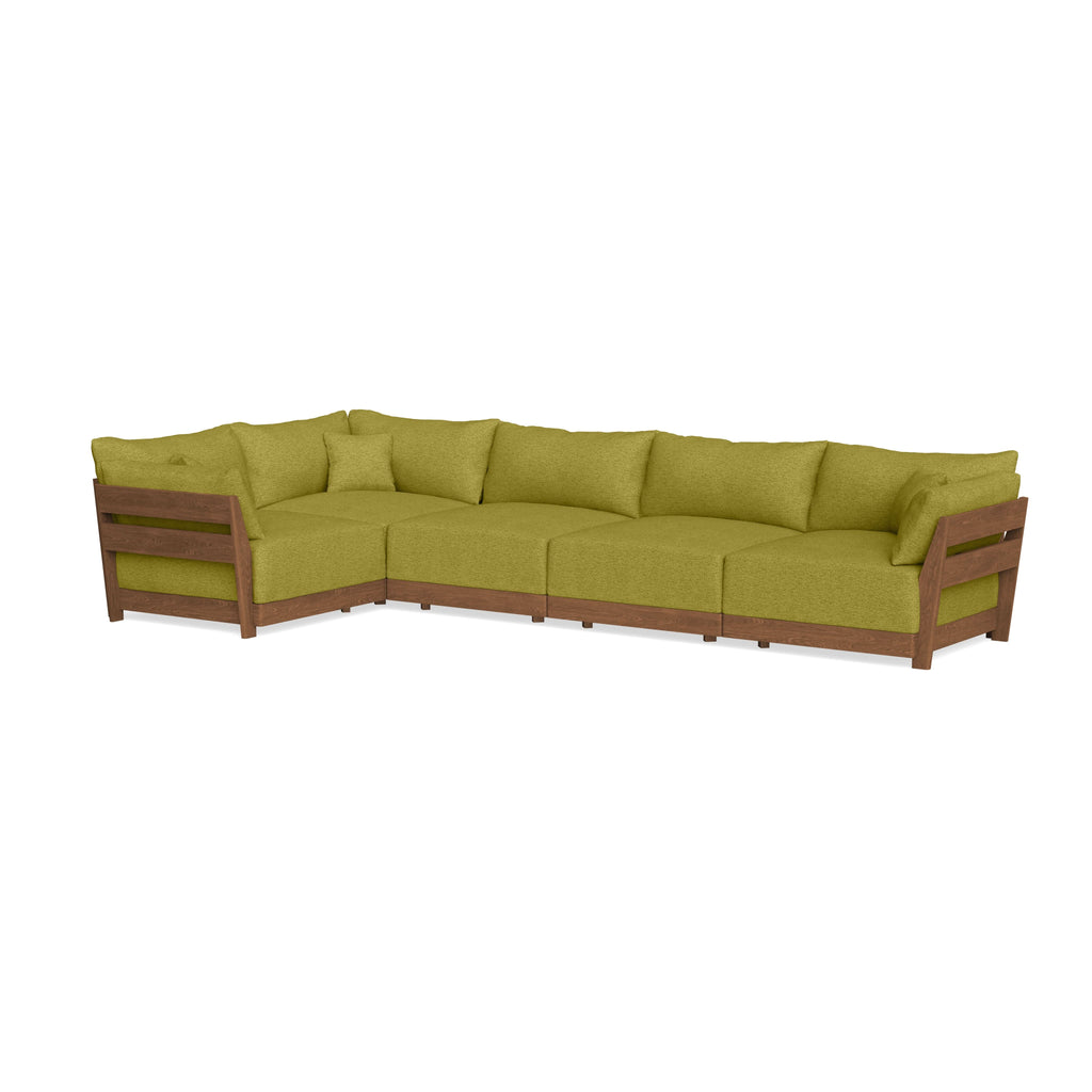 Modular Bondi Espresso 5-Seater L-Sectional in Avocado | Memory Foam Blend