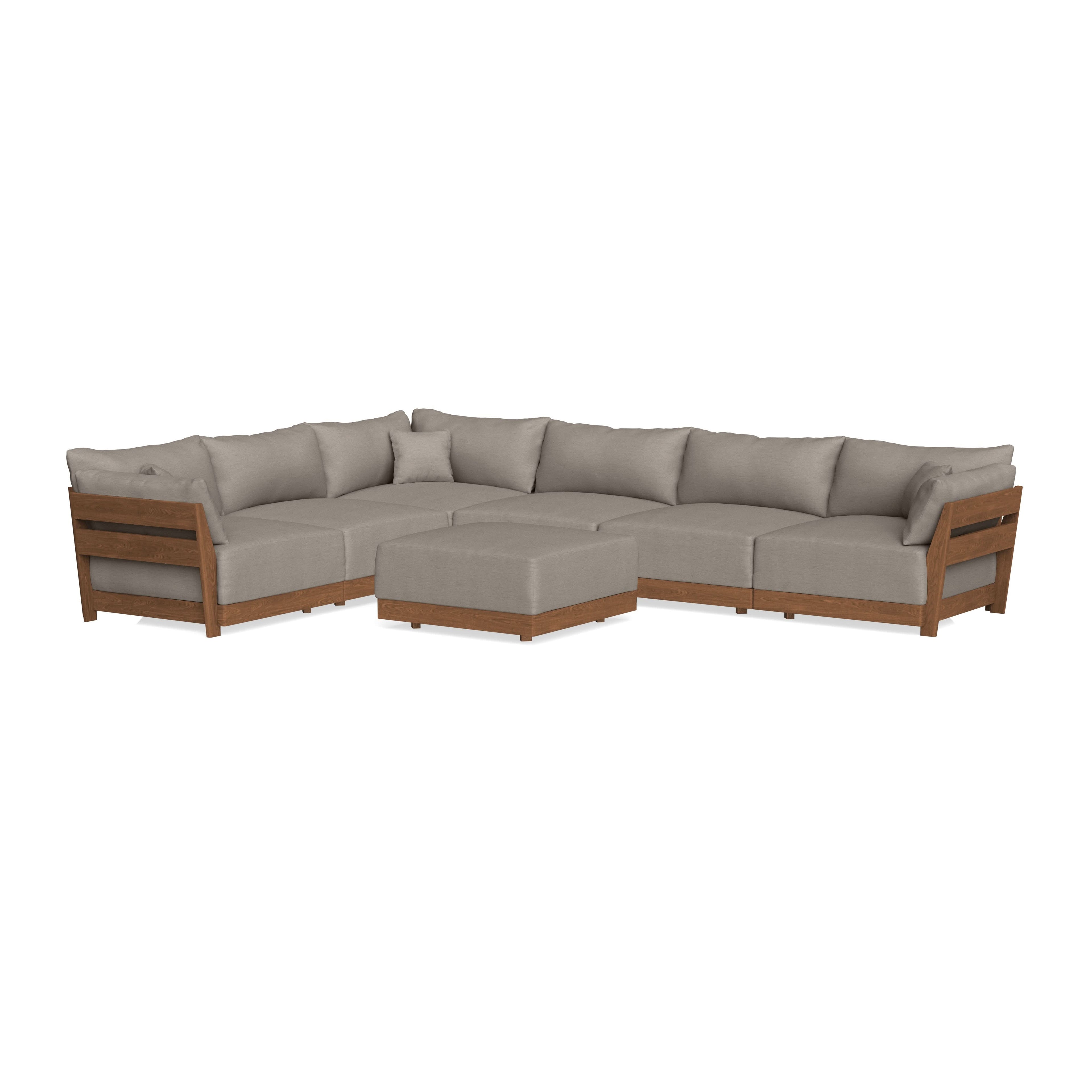 Modular Bondi Espresso 6-Seater Corner Sectional + Ottoman in Cinder Gray | Classic Blend