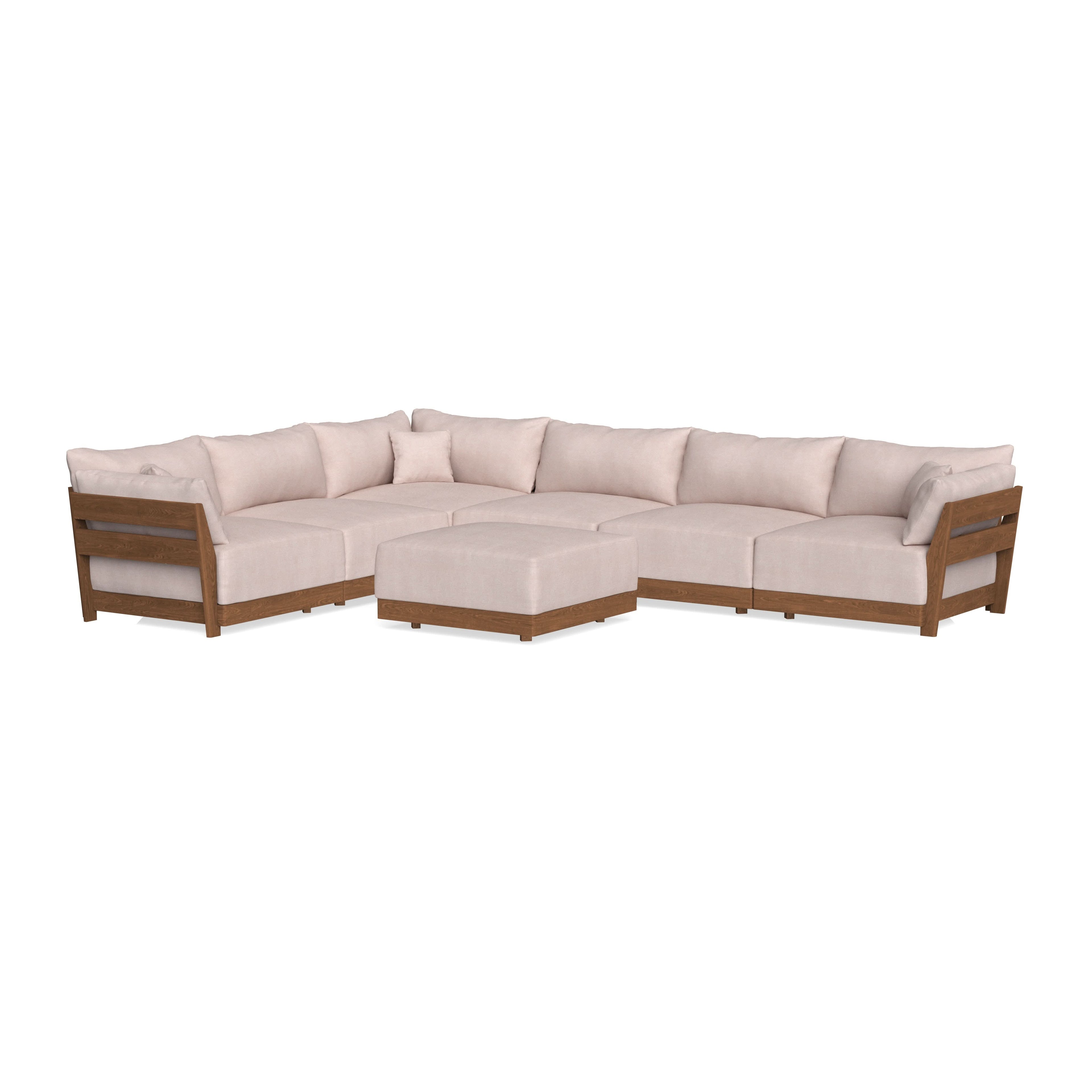 Modular Bondi Espresso 6-Seater Corner Sectional + Ottoman in Blush | Memory Foam Blend