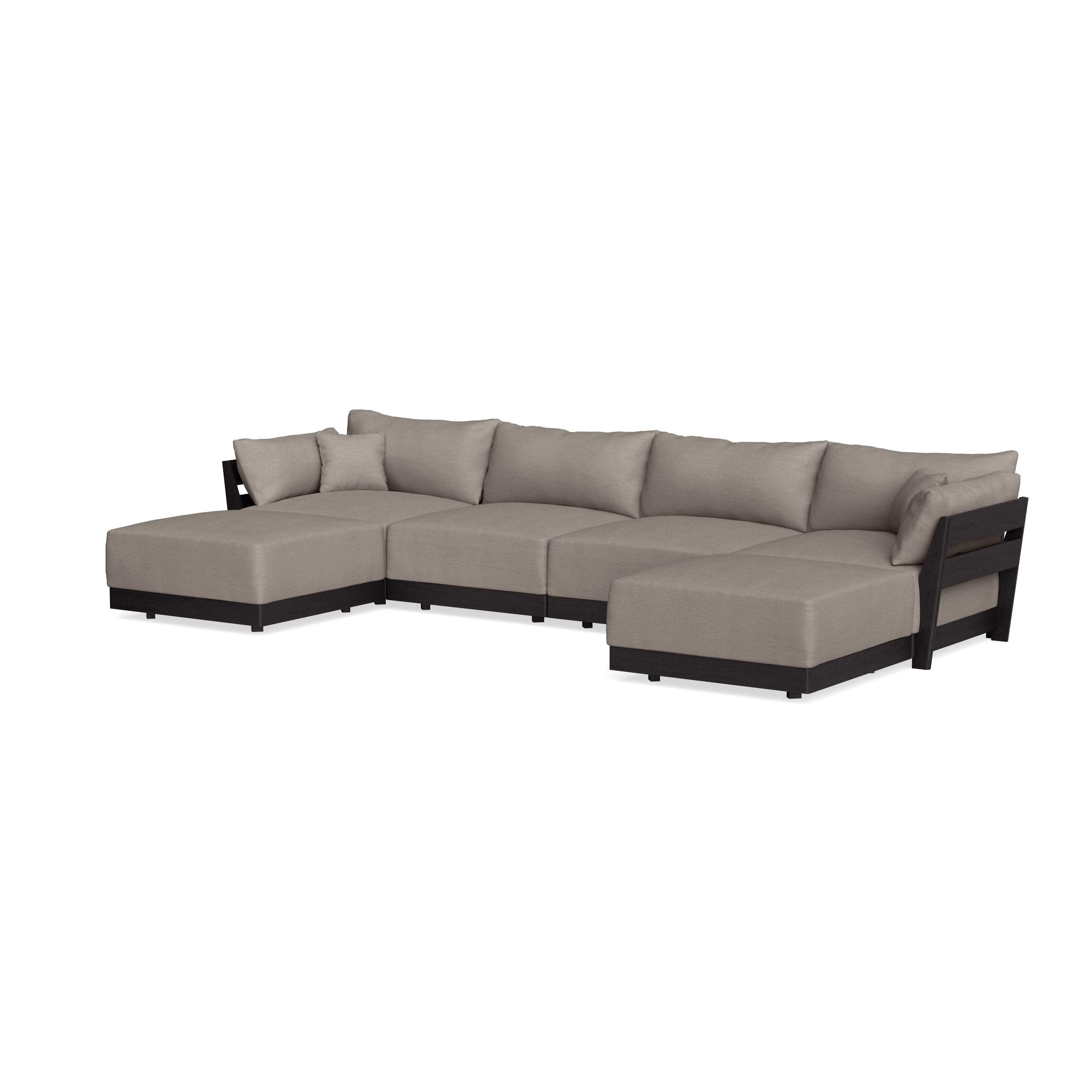 Modular Bondi Black 4-Seater U-Sectional in Cinder Gray | Memory Foam Blend