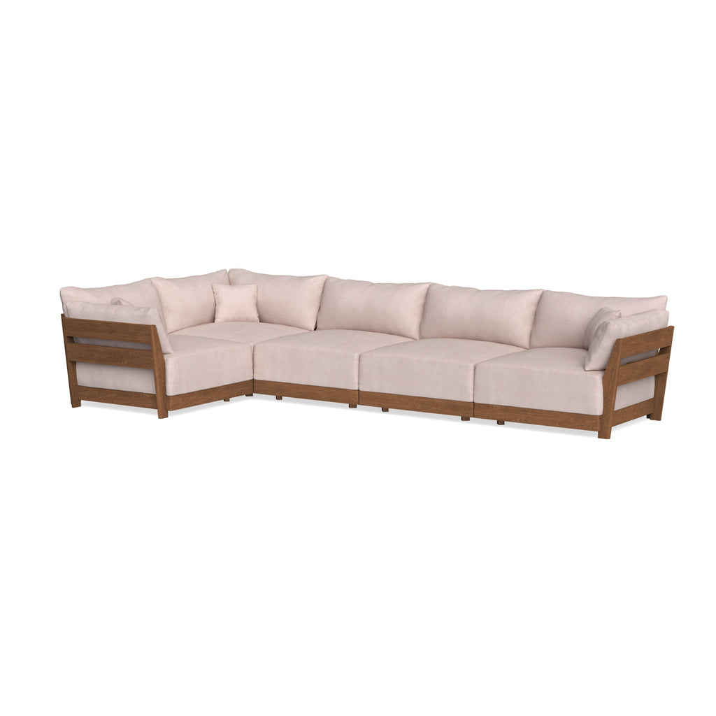 Modular Bondi Espresso 5-Seater L-Sectional in Blush | Memory Foam Blend