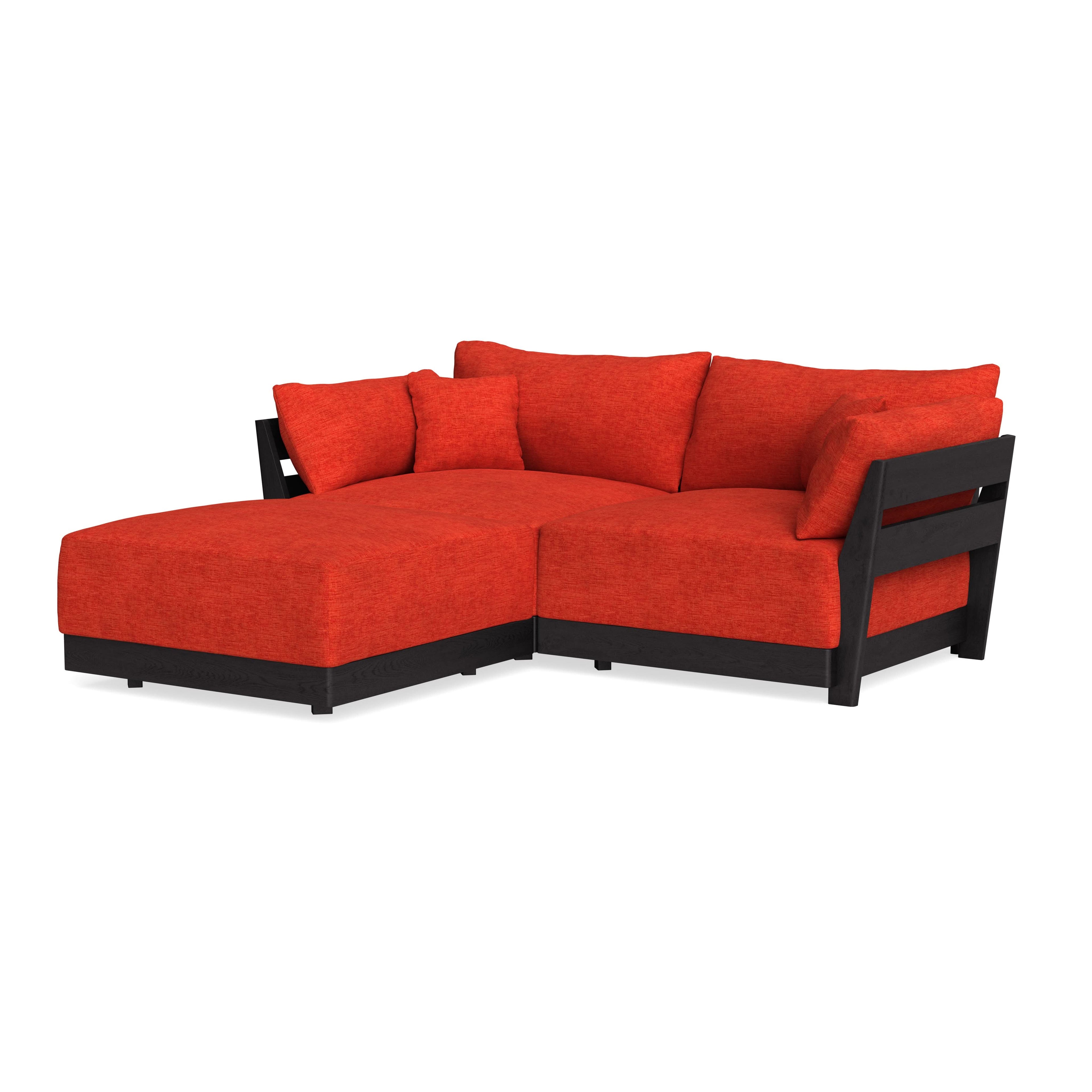 Modular Bondi Black 2-Seater Sectional in Poppy Orange | Memory Foam Blend