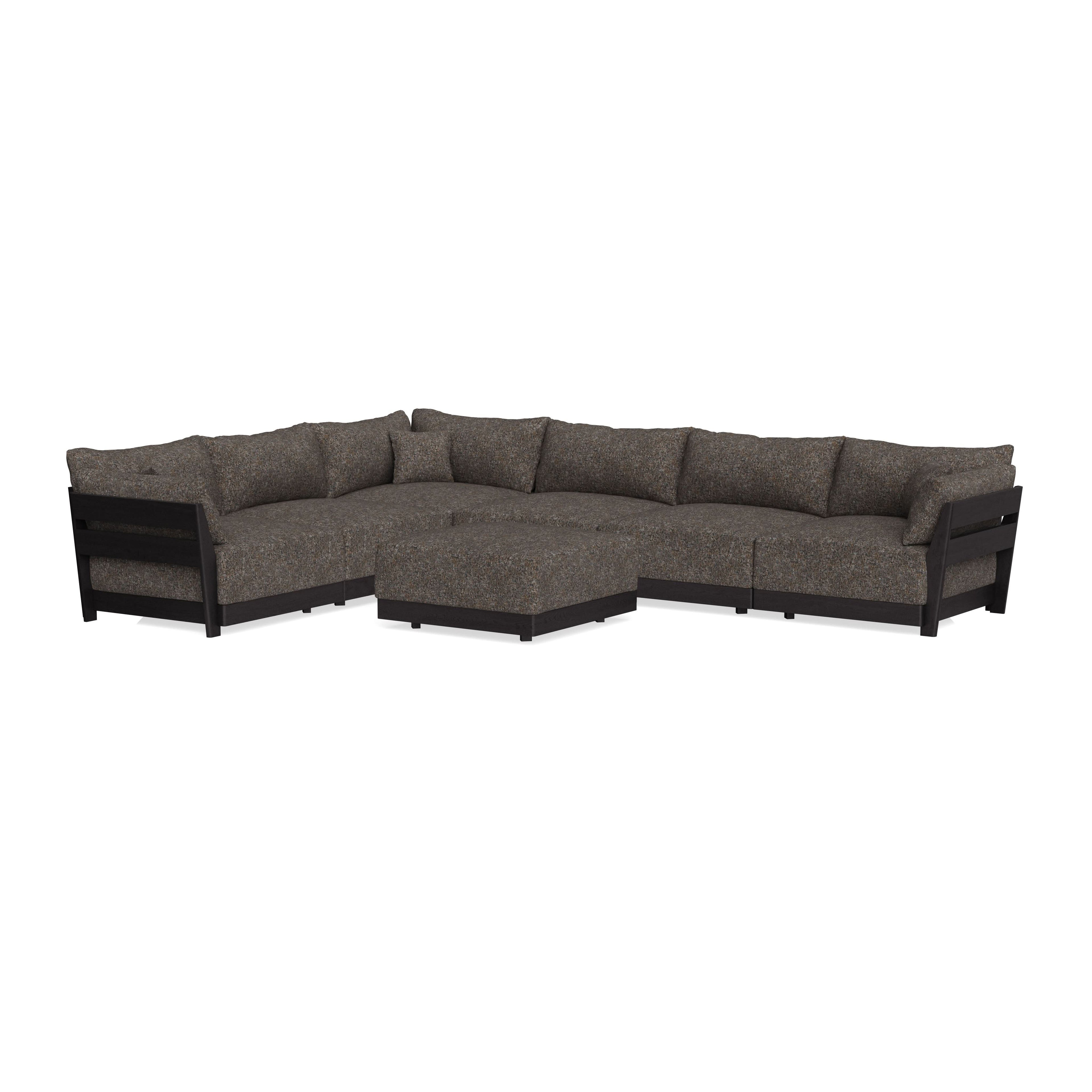 Modular Bondi Black 6-Seater Corner Sectional + Ottoman in Eclipse | Memory Foam Blend