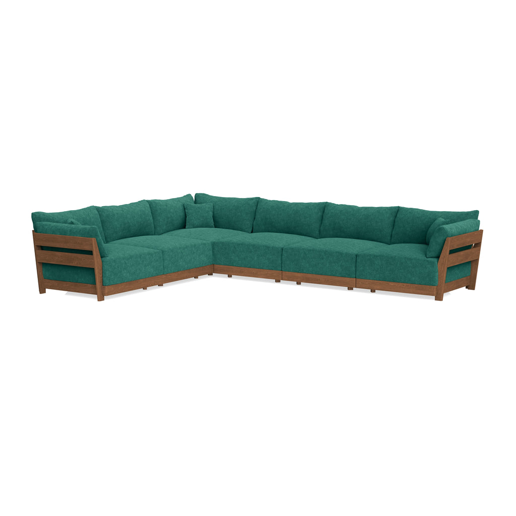 Modular Bondi Espresso 6-Seater Corner Sectional in Jade Green | Memory Foam Blend