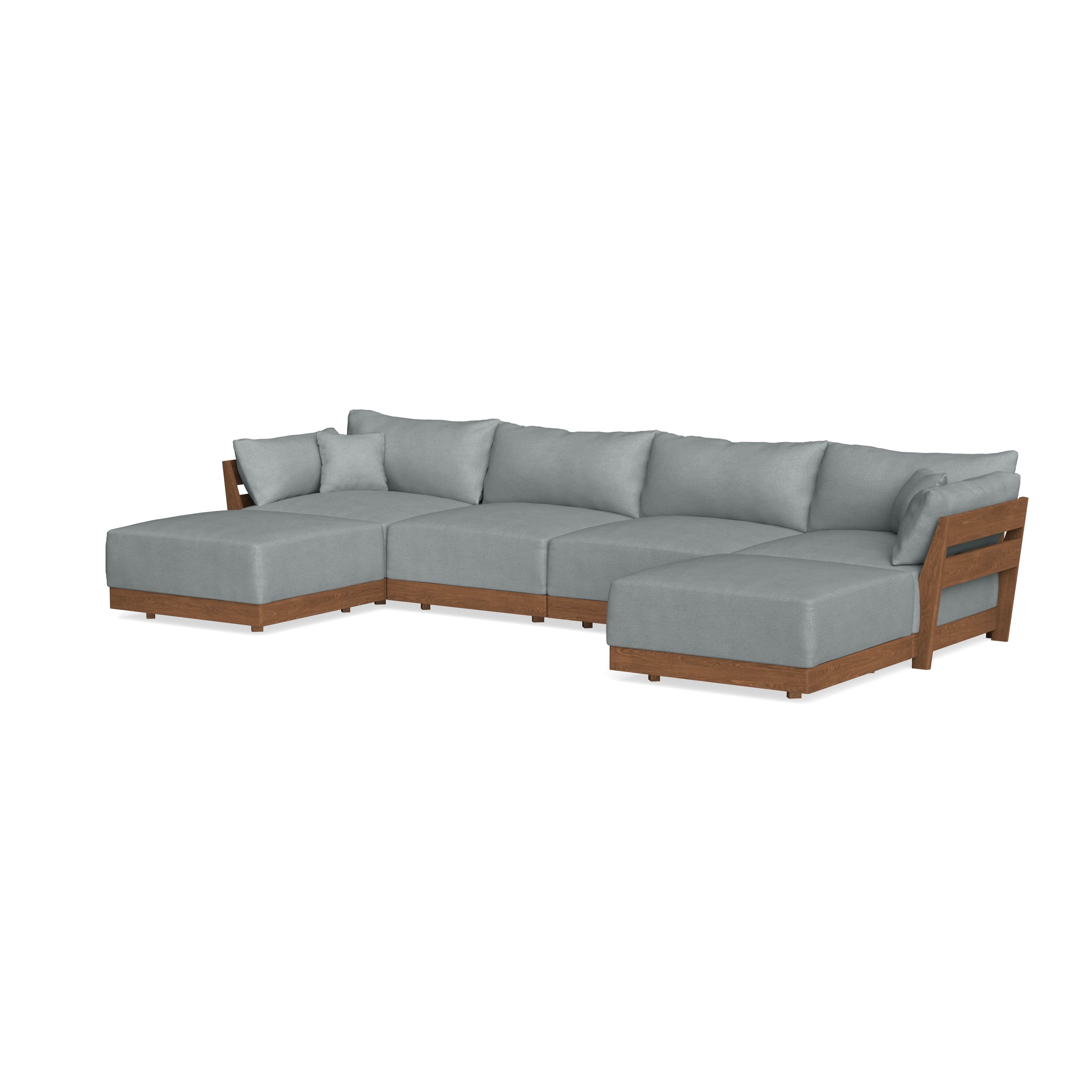 Modular Bondi Espresso 4-Seater U-Sectional in Light Steel | Classic Blend