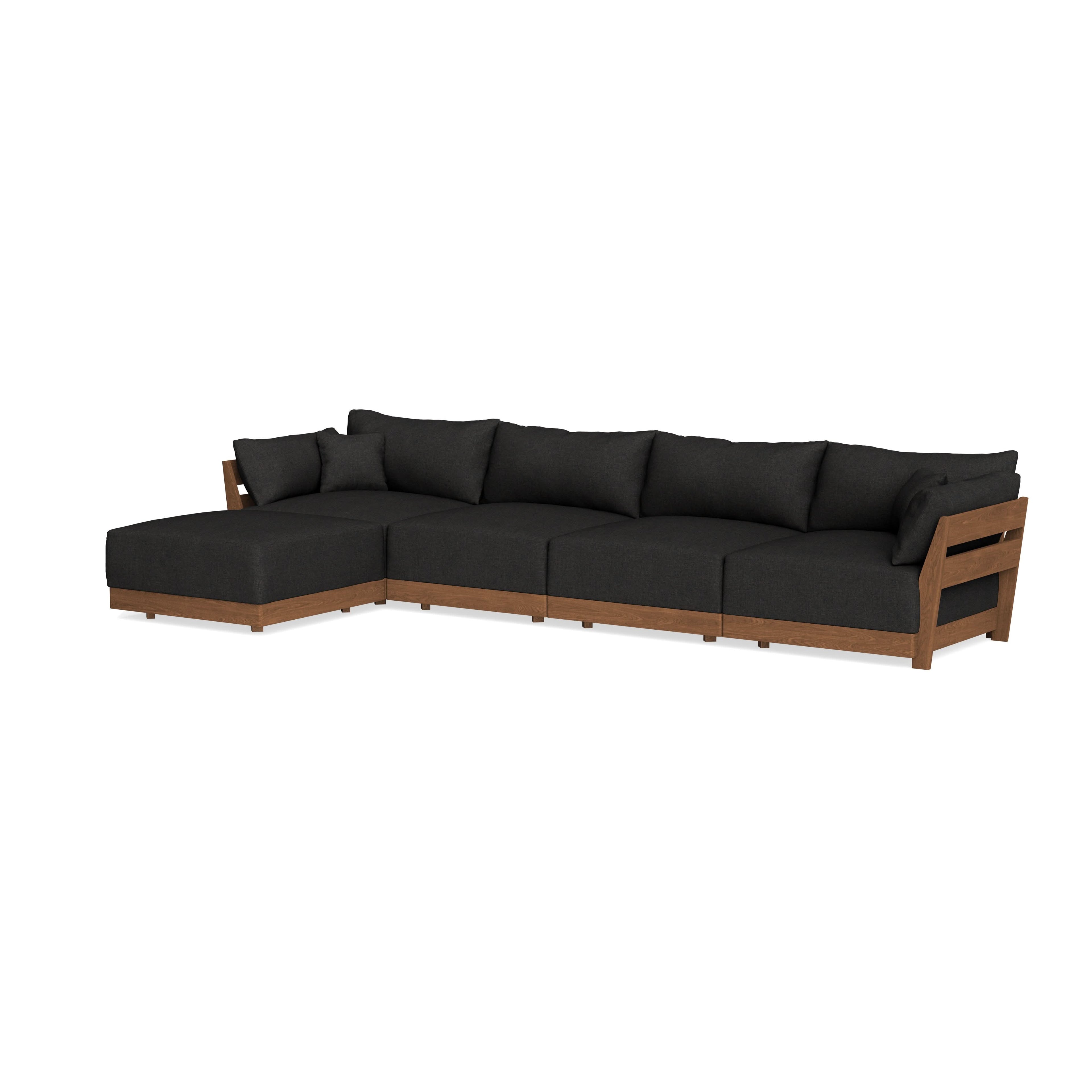 Modular Bondi Espresso 4-Seater Sectional in Peppercorn | Memory Foam Blend