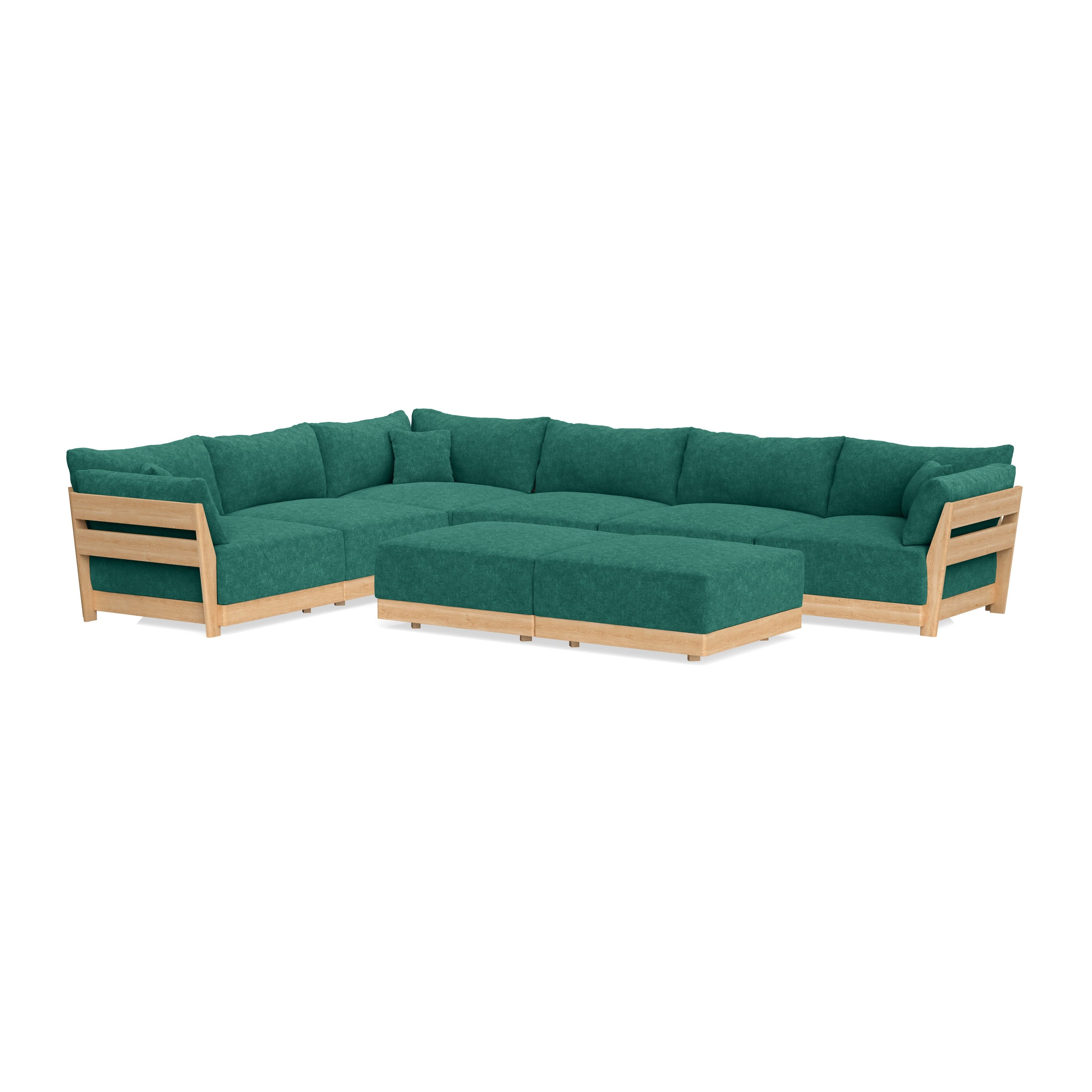 Slipcover Only - Modular Bondi 6-Seater Corner Sectional + Bench Ottoman in Jade Green