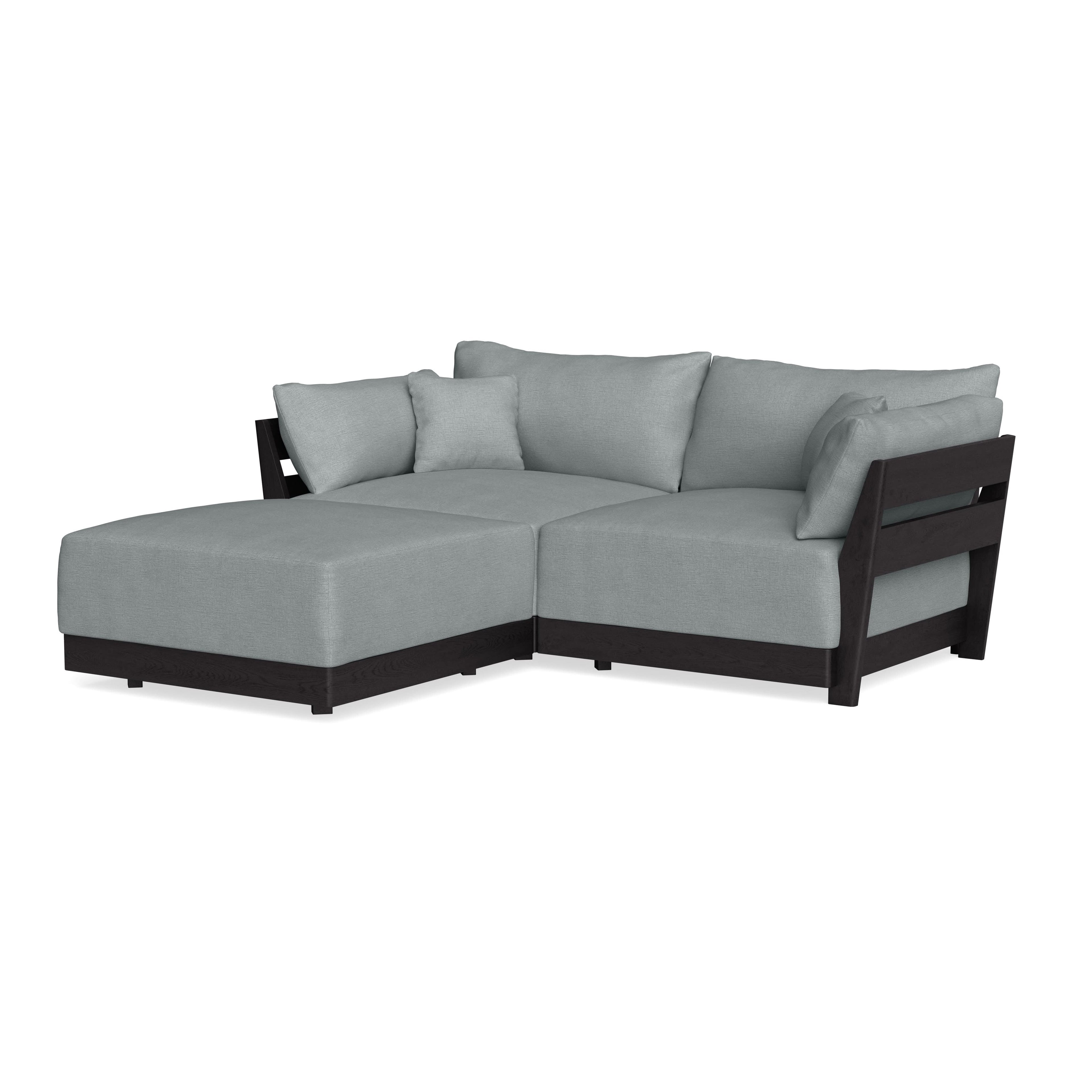 Modular Bondi Black 2-Seater Sectional in Light Steel | Memory Foam Blend