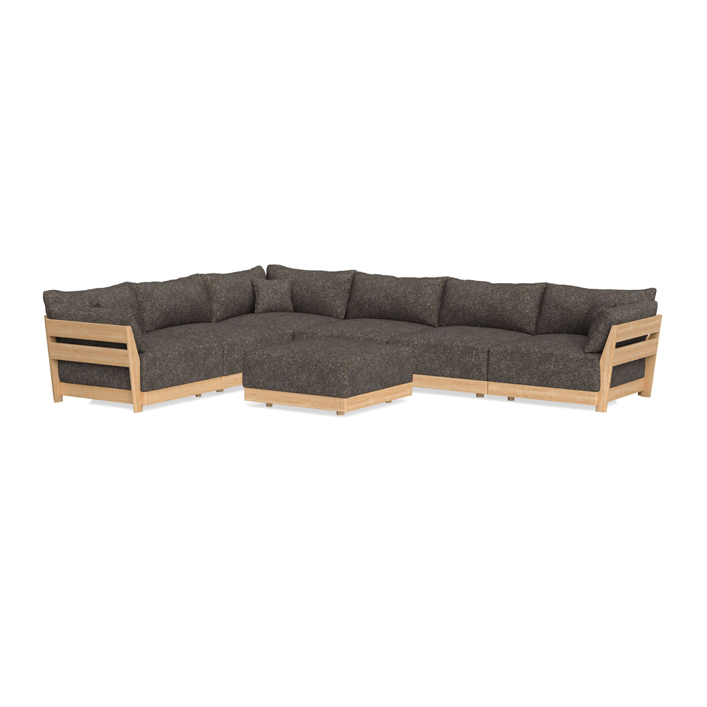 Modular Bondi Latte 6-Seater Corner Sectional + Ottoman in Eclipse | Classic Blend