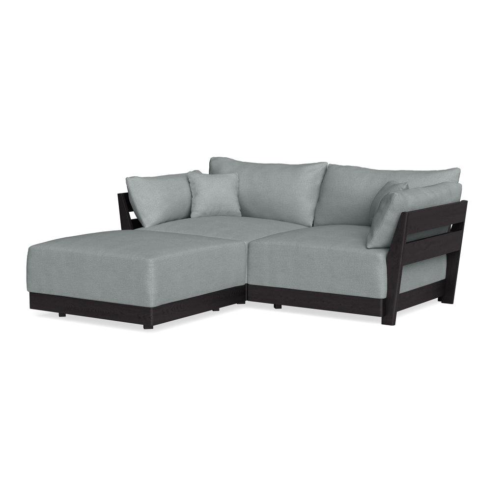 Modular Bondi Black 2-Seater Sectional in Light Steel | Classic Blend