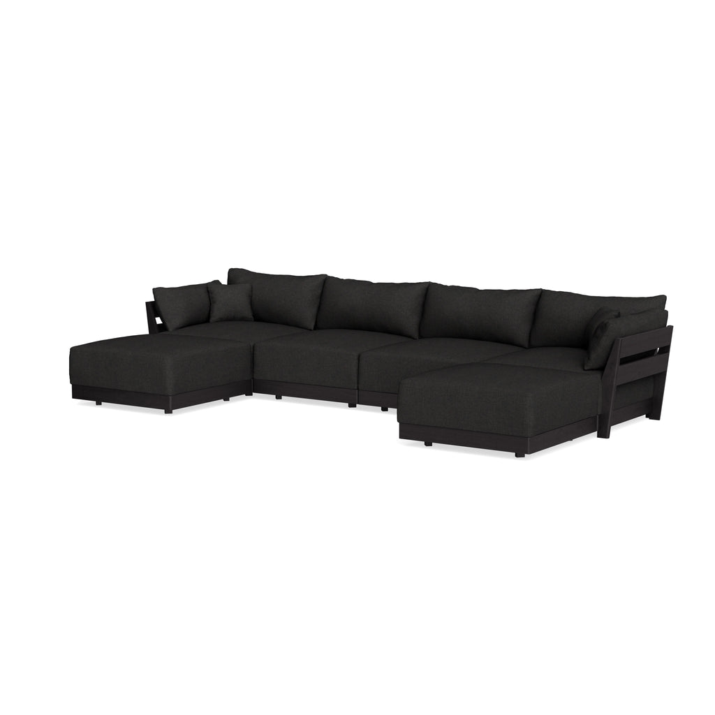 Modular Bondi Black 4-Seater U-Sectional in Peppercorn | Classic Blend
