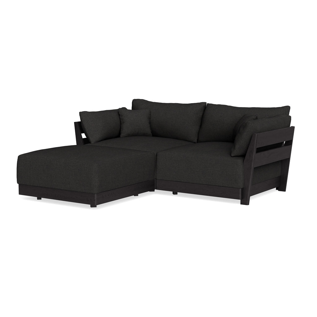 Modular Bondi Black 2-Seater Sectional in Peppercorn | Classic Blend