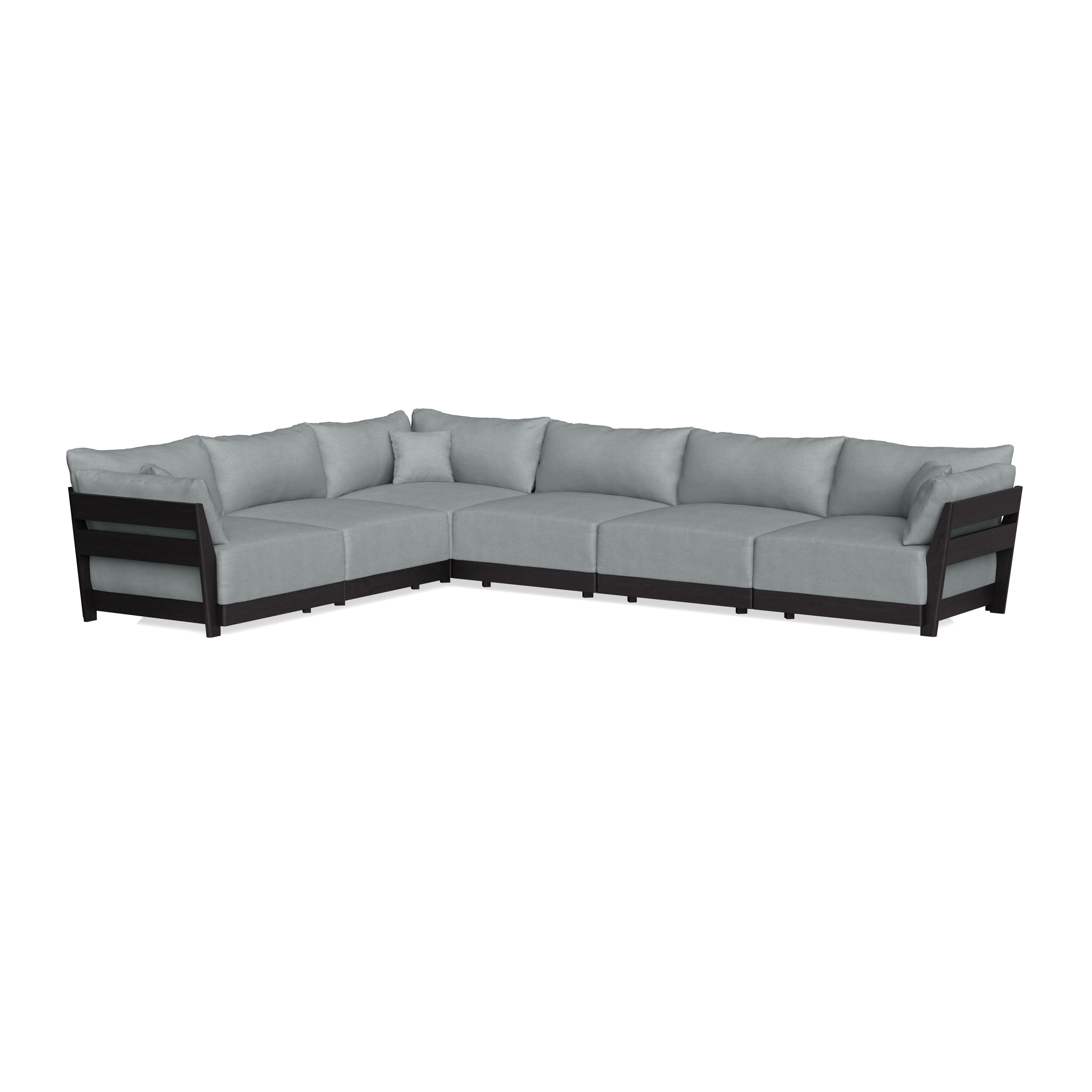 Modular Bondi Black 6-Seater Corner Sectional in Light Steel | Classic Blend
