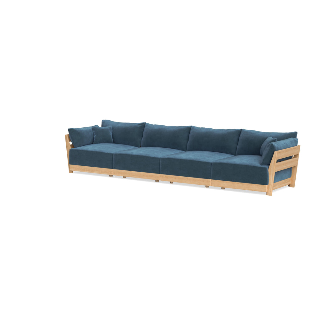 Modular Bondi Latte 4-Seater Sofa in Oxford Blue | Classic Blend