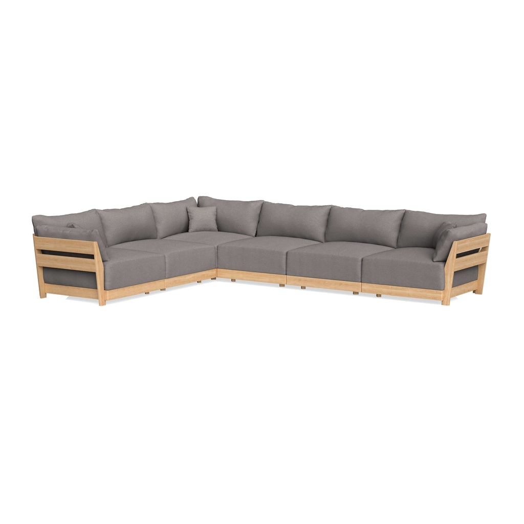 Modular Bondi Latte 6-Seater Corner Sectional in Cement | Memory Foam Blend