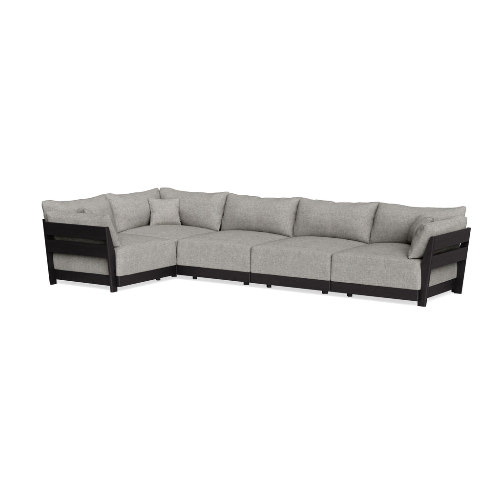 Modular Bondi Black 5-Seater L-Sectional in Fog | Memory Foam Blend