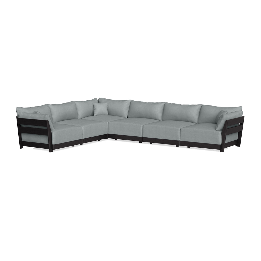 Modular Bondi Black 6-Seater Corner Sectional in Light Steel | Memory Foam Blend