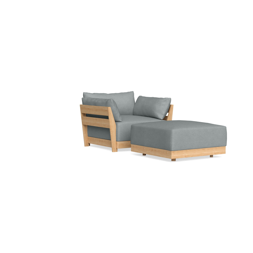 Modular Bondi Latte Armchair + Ottoman in Light Steel | Classic Blend
