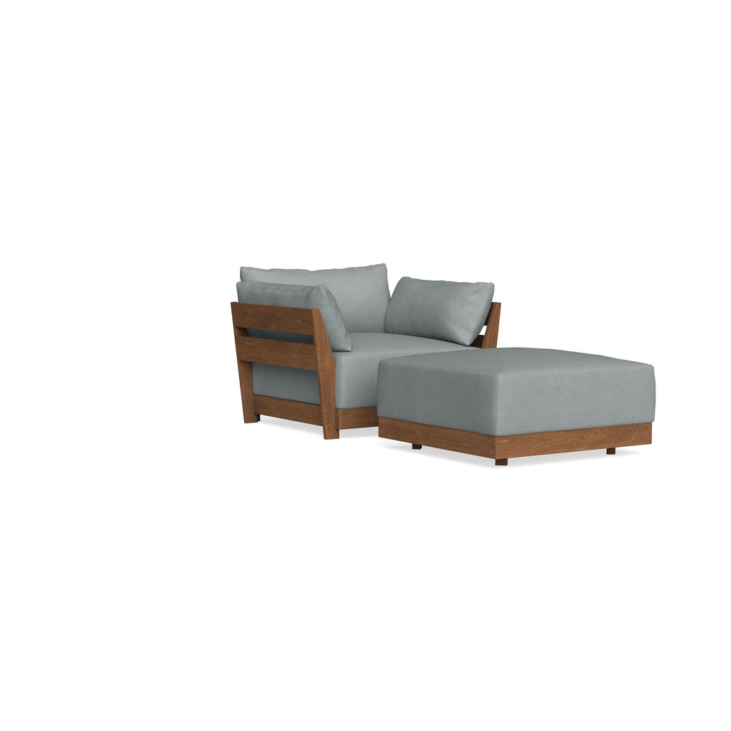Modular Bondi Espresso Armchair + Ottoman in Light Steel | Classic Blend