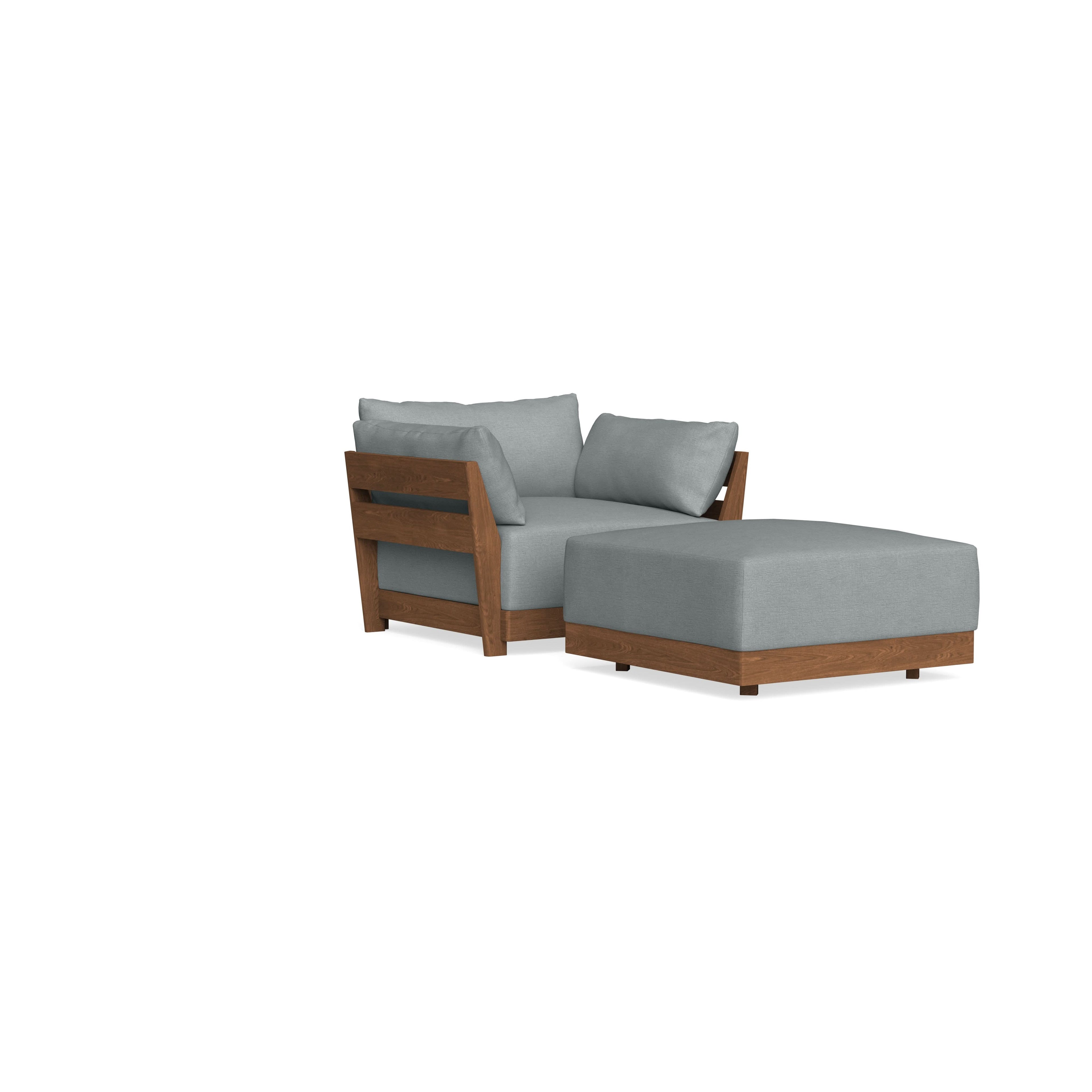 Modular Bondi Espresso Armchair + Ottoman in Light Steel | Classic Blend