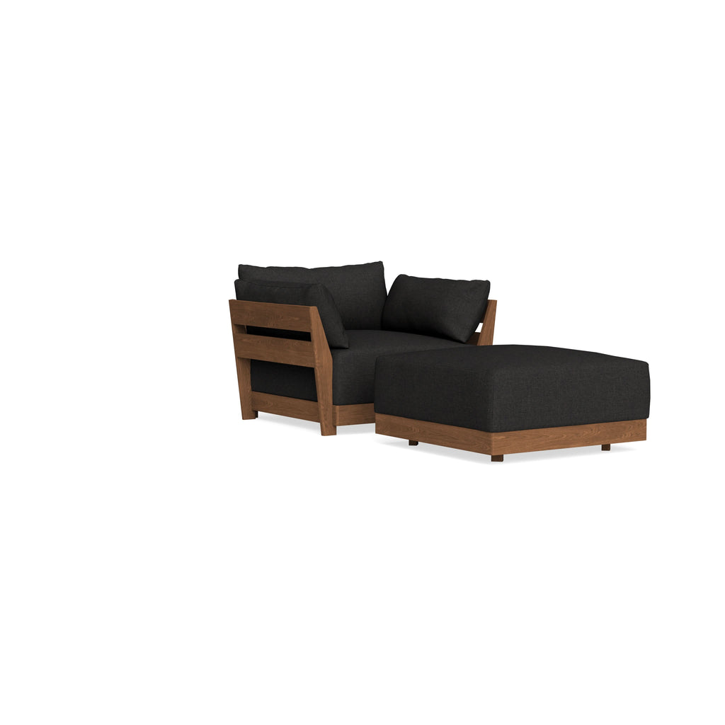Modular Bondi Espresso Armchair + Ottoman in Peppercorn | Memory Foam Blend