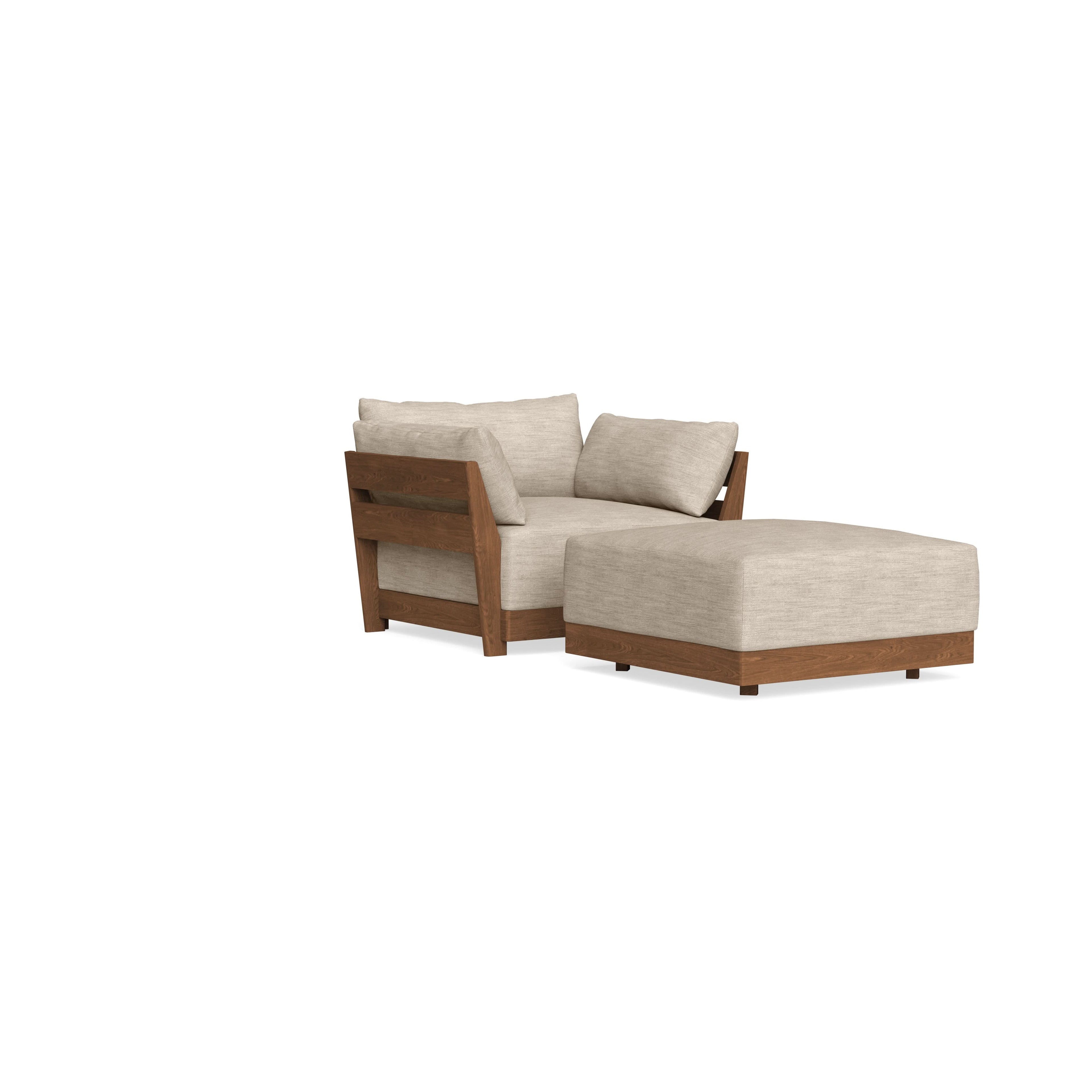 Modular Bondi Espresso Armchair + Ottoman in Wheat | Classic Blend
