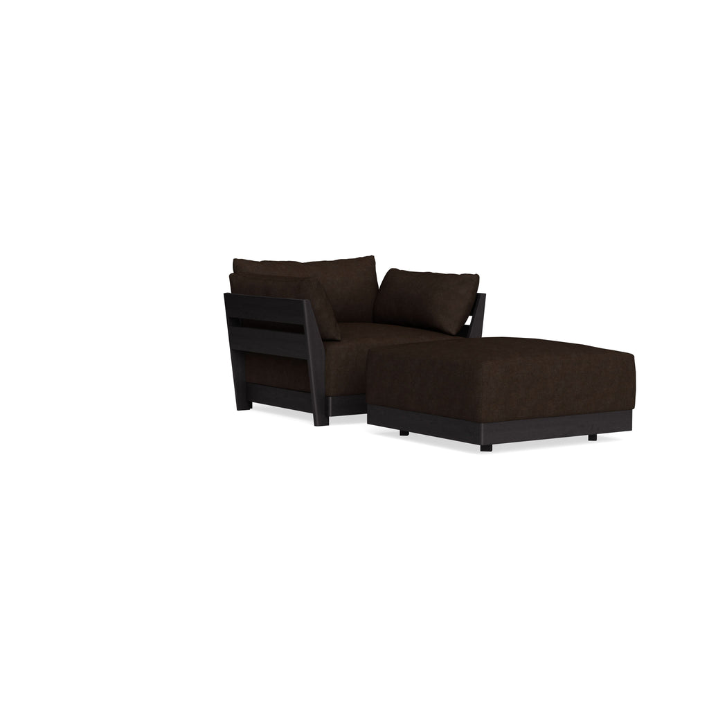 Modular Bondi Black Armchair + Ottoman in Espresso | Classic Blend