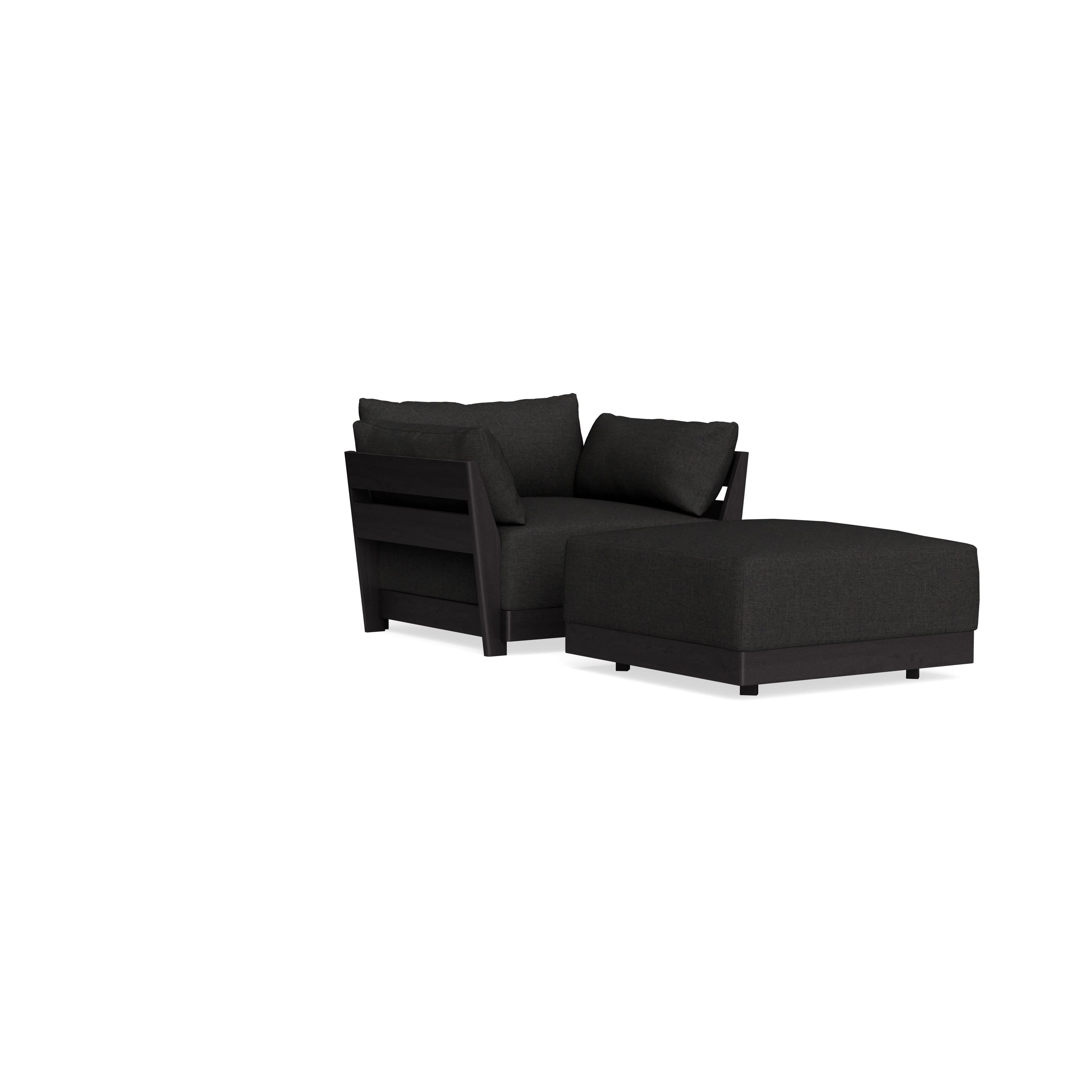 Modular Bondi Black Armchair + Ottoman in Peppercorn | Classic Blend