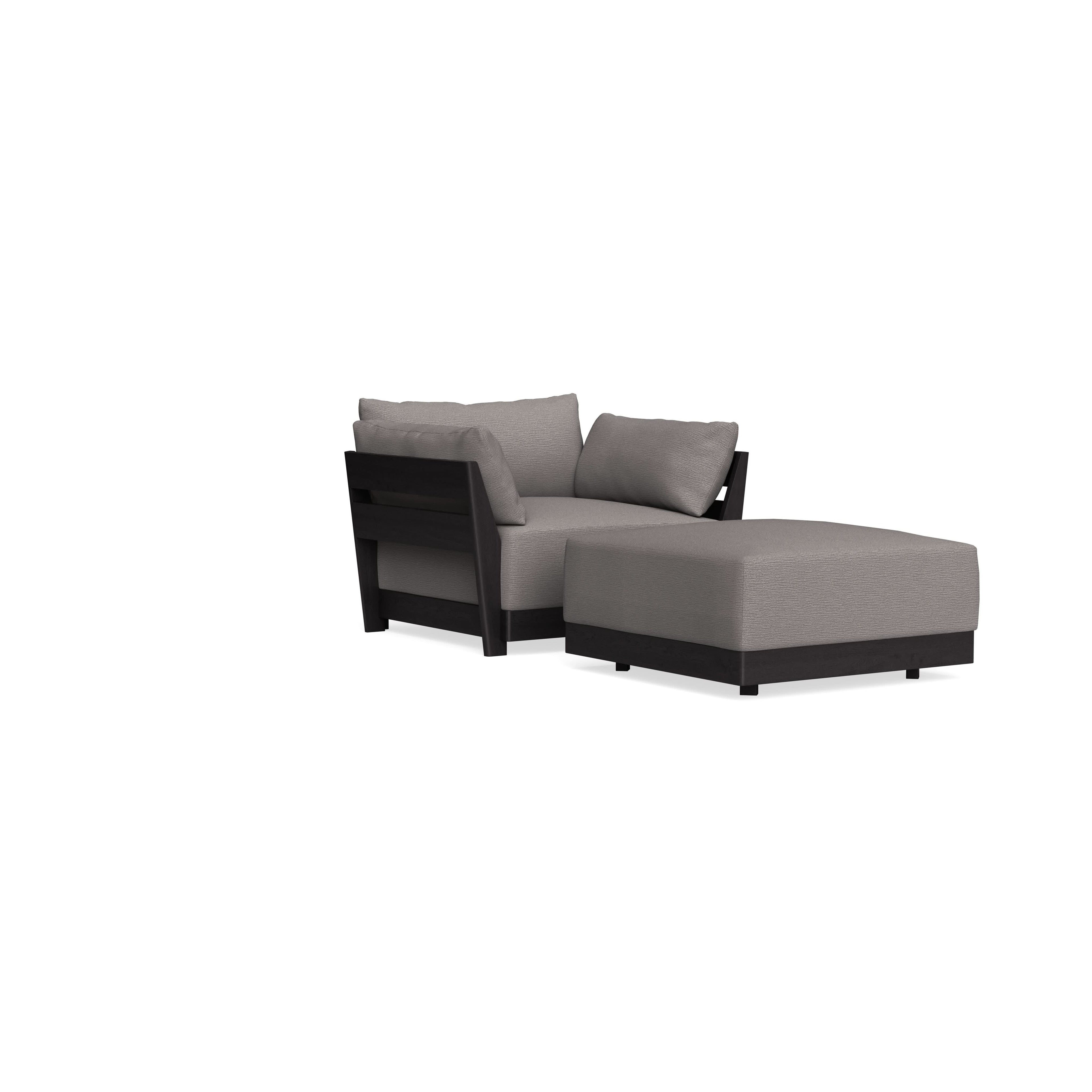 Modular Bondi Black Armchair + Ottoman in Cement | Classic Blend
