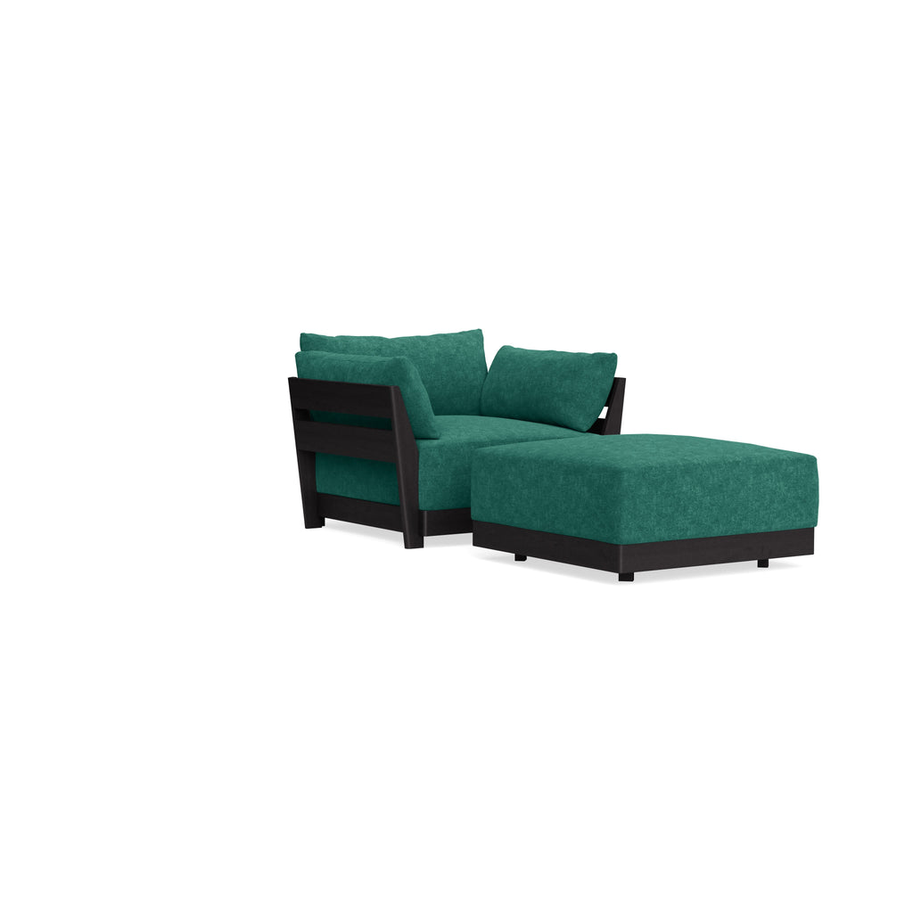 Modular Bondi Black Armchair + Ottoman in Jade Green | Classic Blend