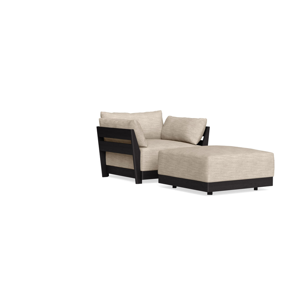 Modular Bondi Black Armchair + Ottoman in Wheat | Memory Foam Blend