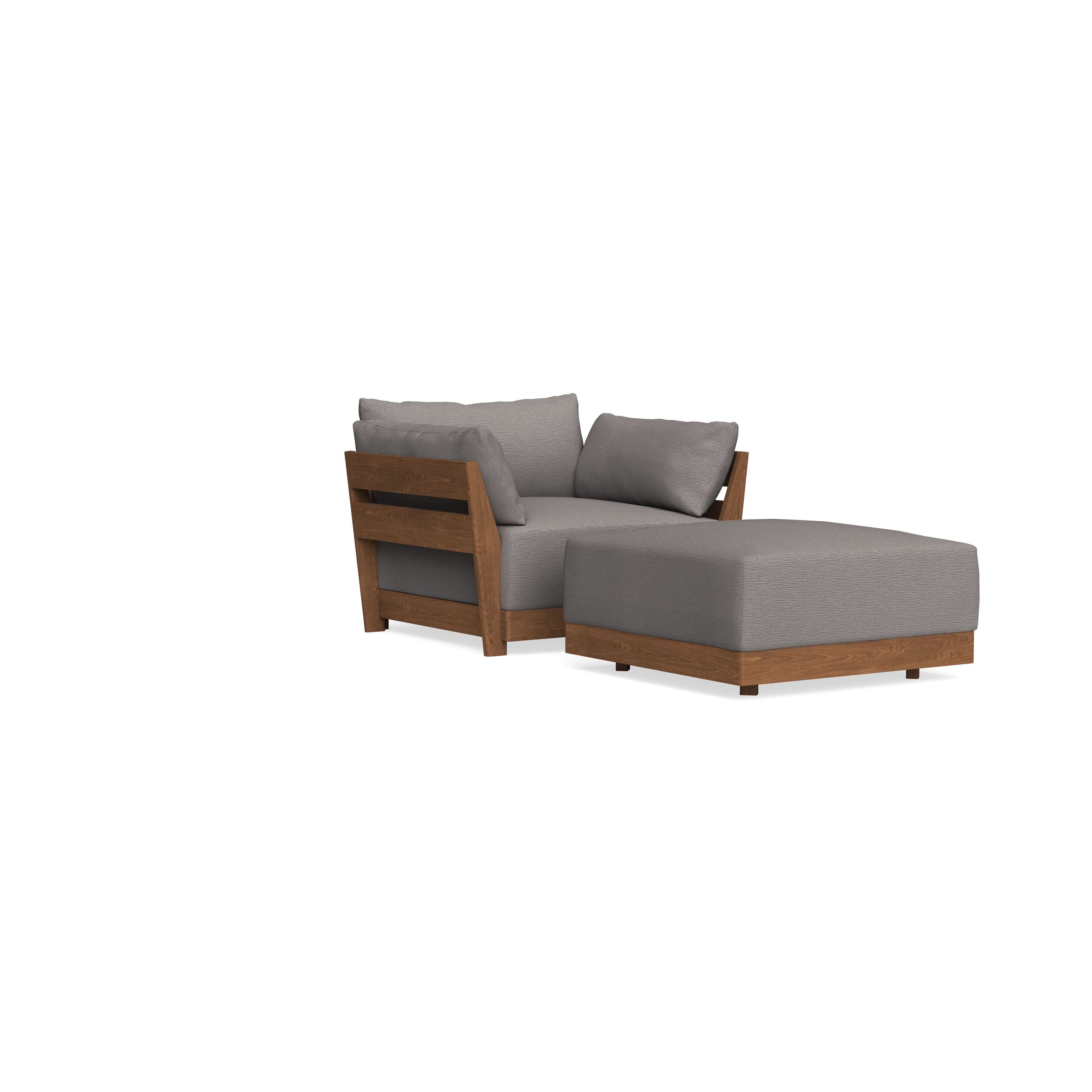 Modular Bondi Espresso Armchair + Ottoman in Cement | Classic Blend