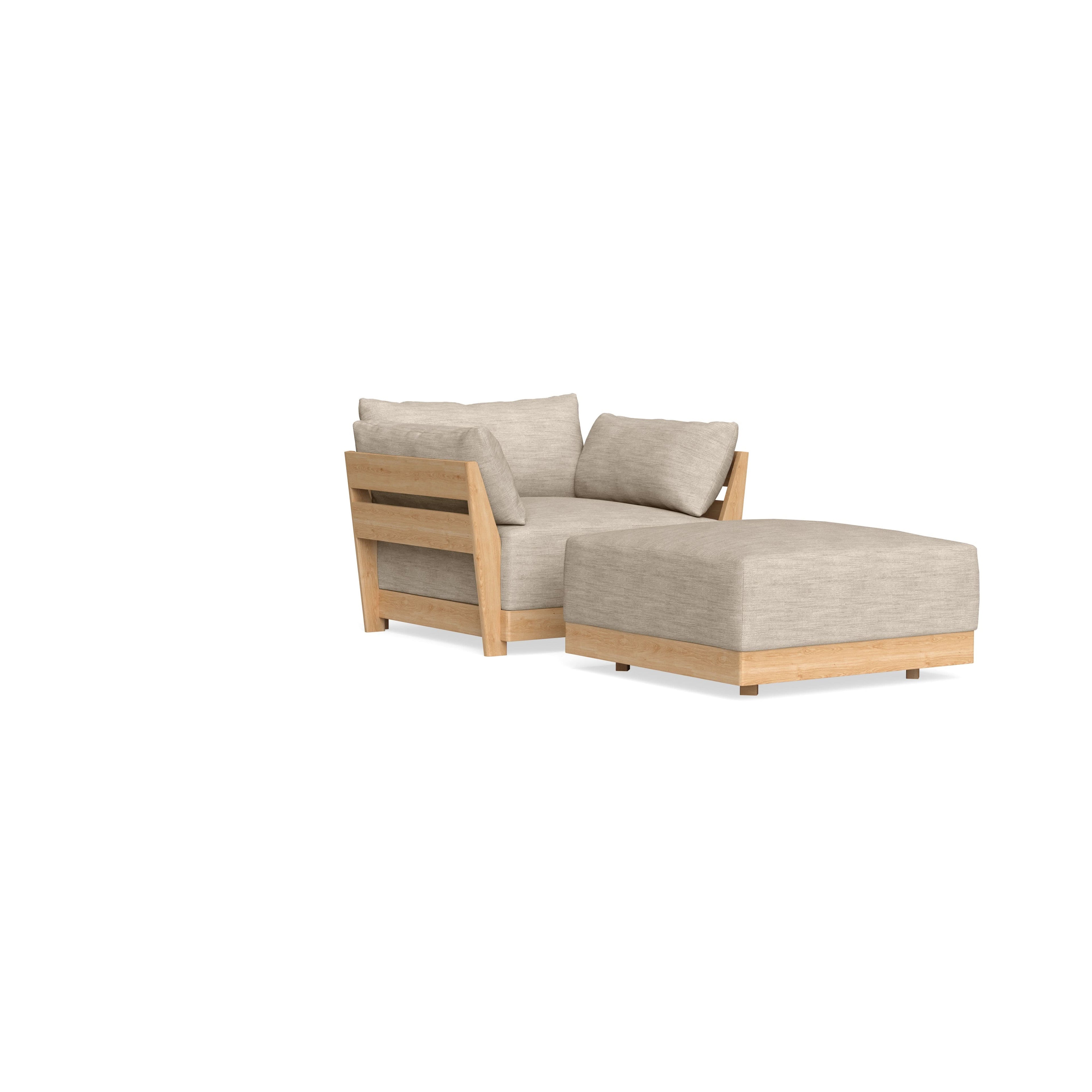 Modular Bondi Latte Armchair + Ottoman in Wheat | Classic Blend