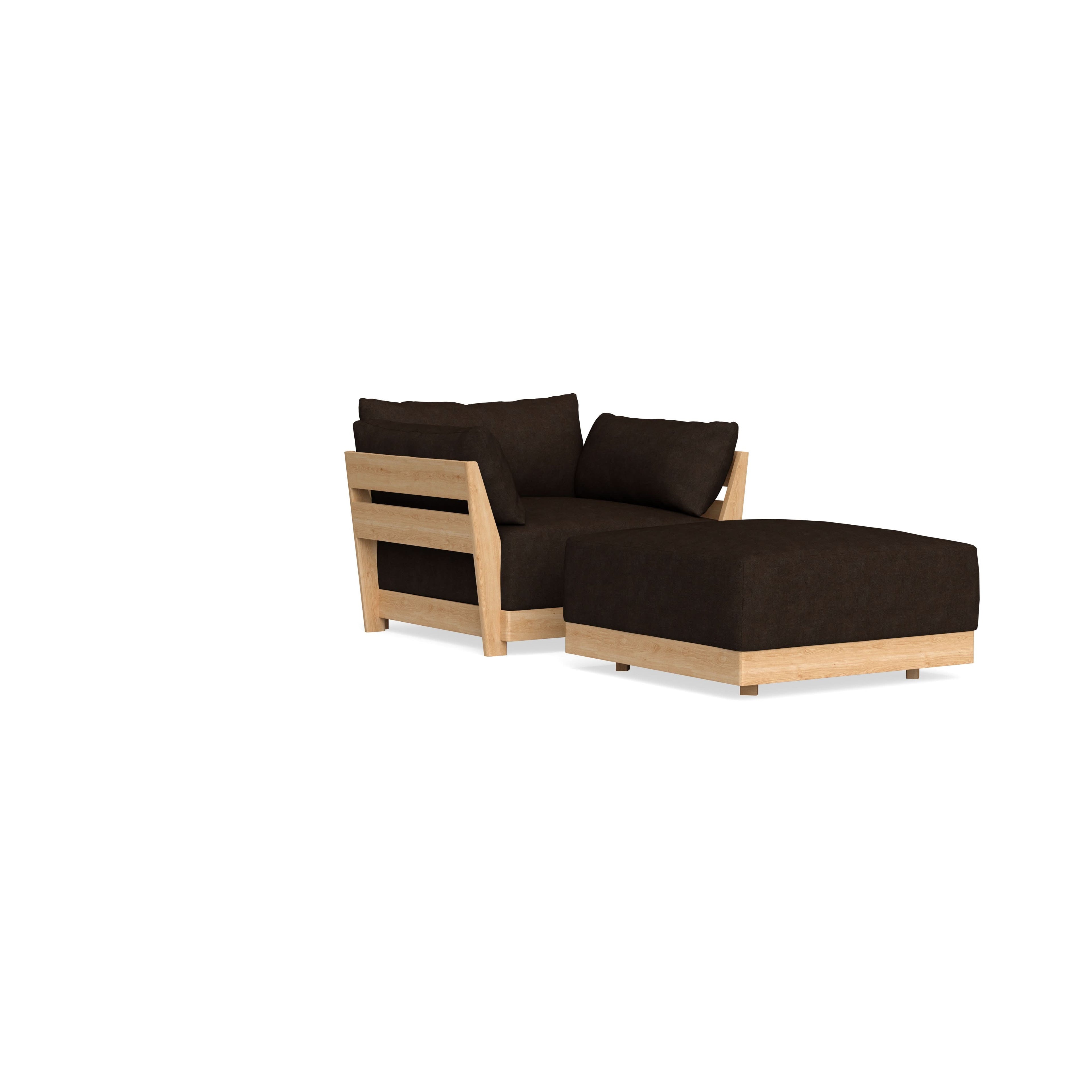 Modular Bondi Latte Armchair + Ottoman in Espresso | Memory Foam Blend