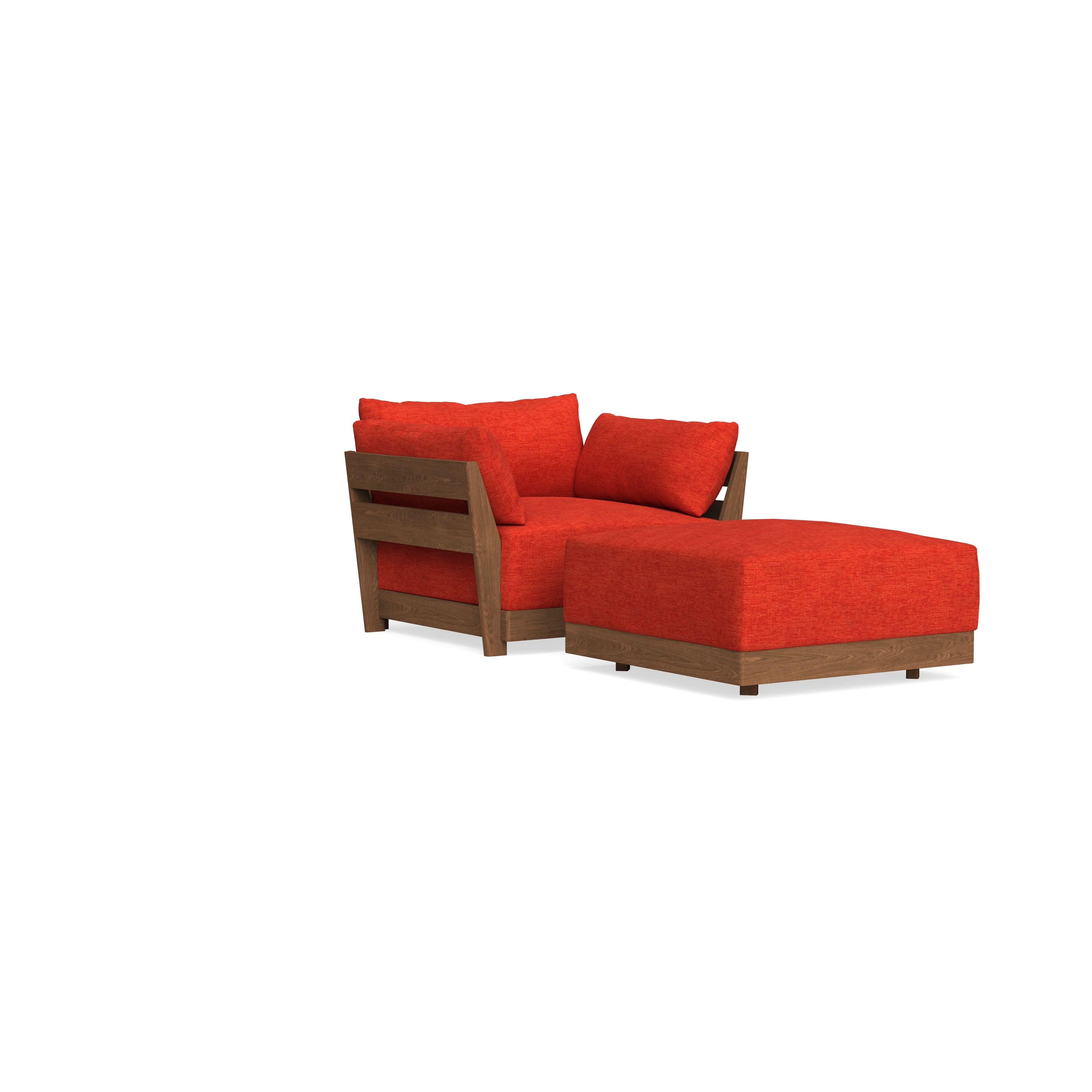 Modular Bondi Espresso Armchair + Ottoman in Poppy Orange | Classic Blend