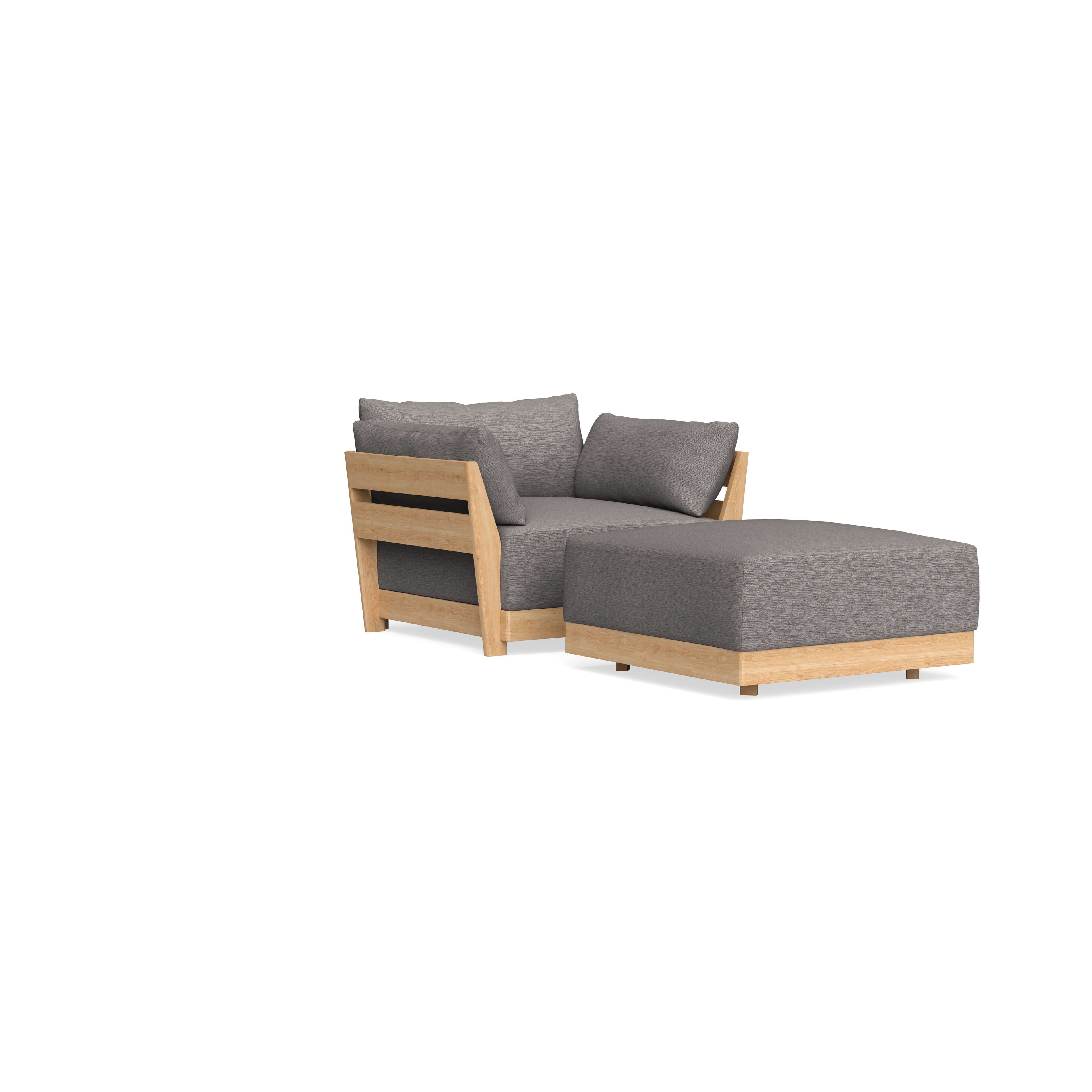 Modular Bondi Latte Armchair + Ottoman in Cement | Memory Foam Blend