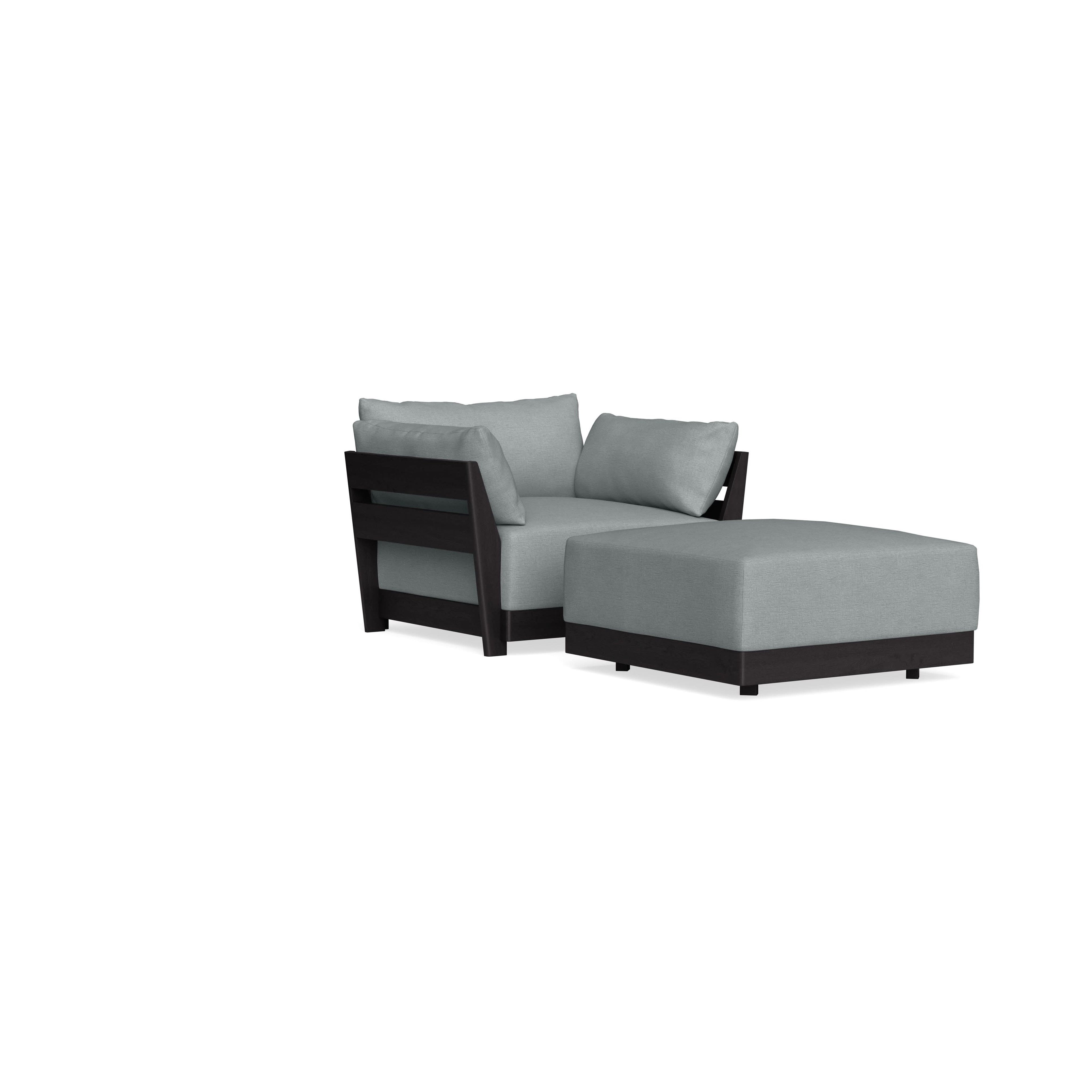 Modular Bondi Black Armchair + Ottoman in Light Steel | Memory Foam Blend