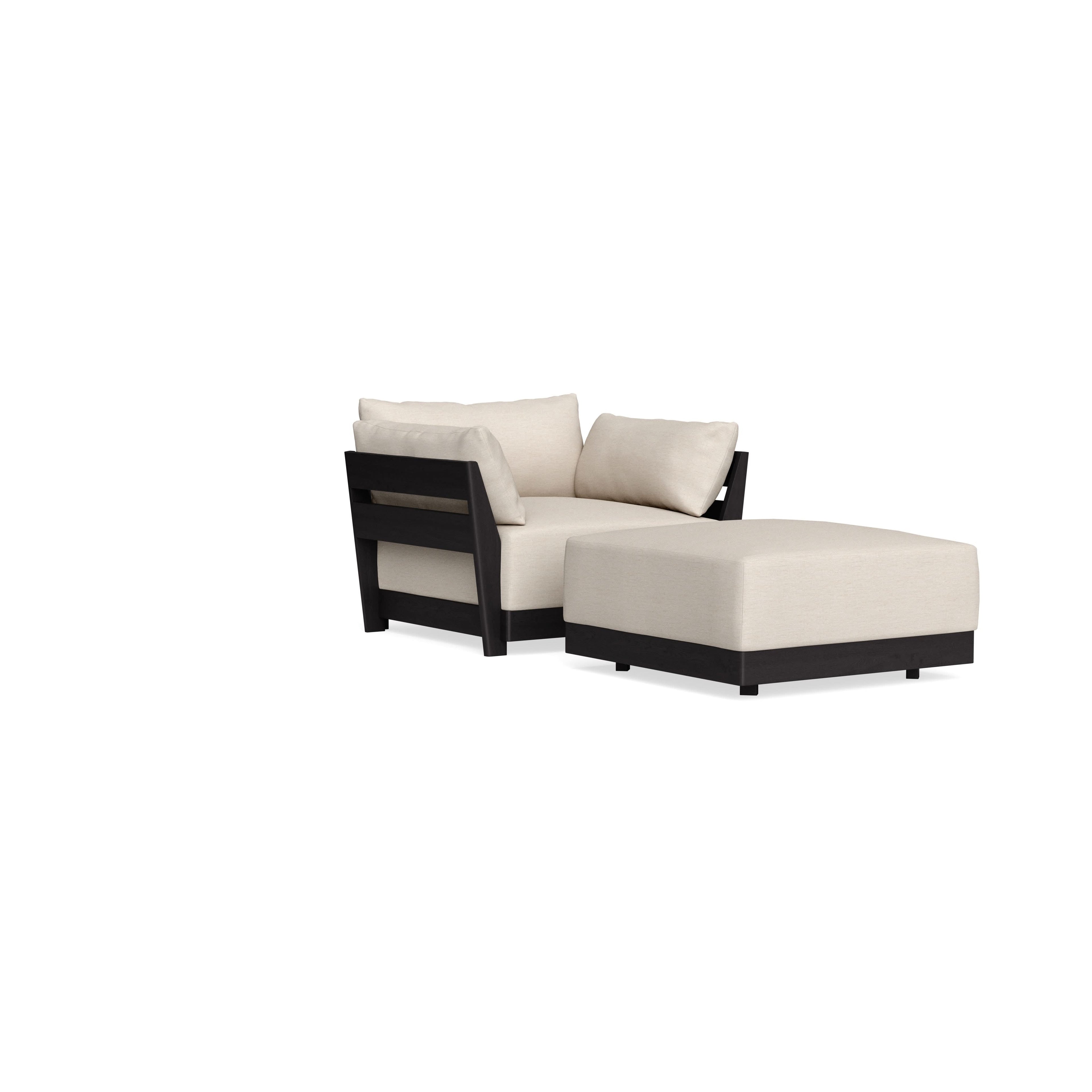 Modular Bondi Black Armchair + Ottoman in Seashell | Memory Foam Blend