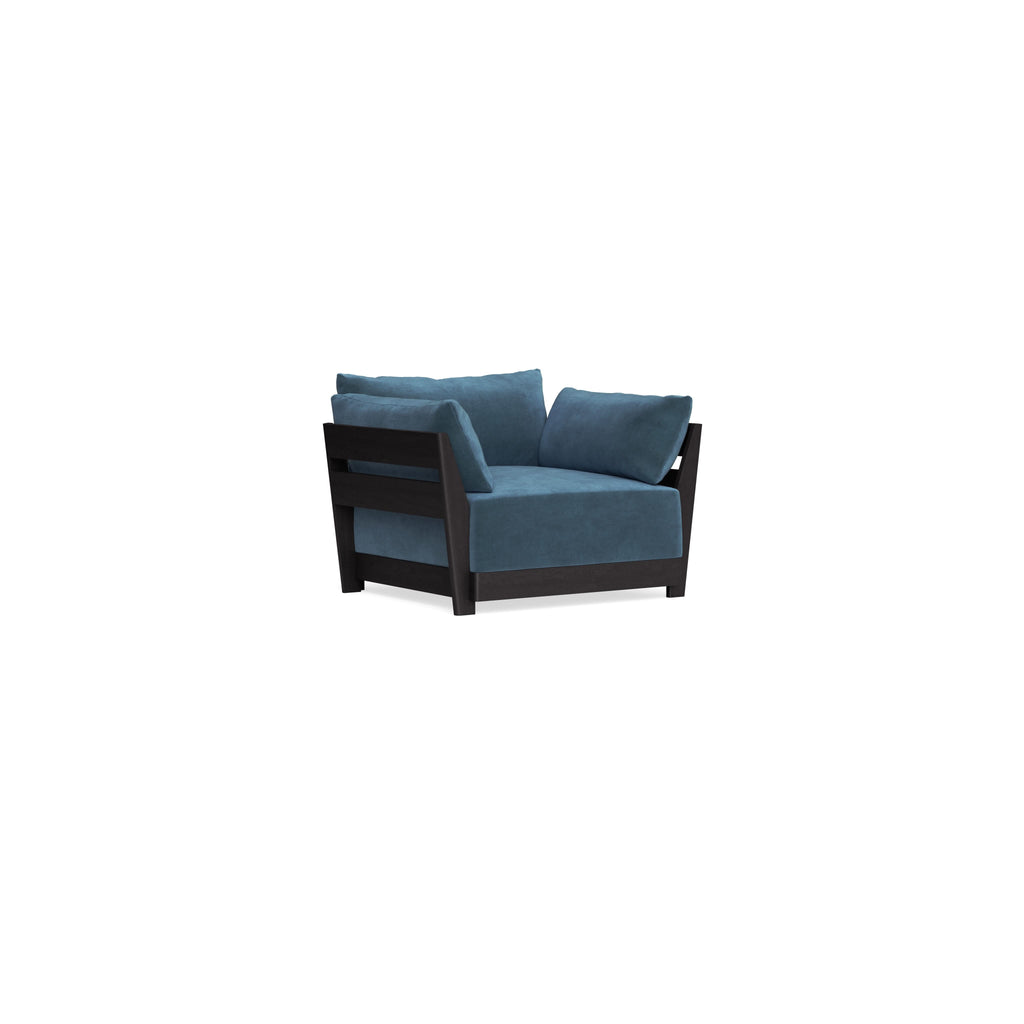 Modular Bondi Black Armchair in Oxford Blue | Classic Blend