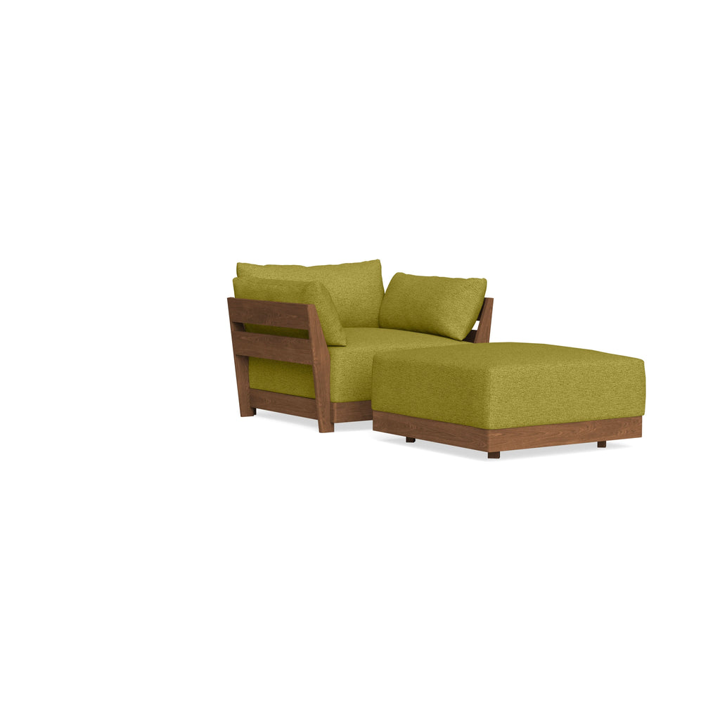 Modular Bondi Espresso Armchair + Ottoman in Avocado | Classic Blend
