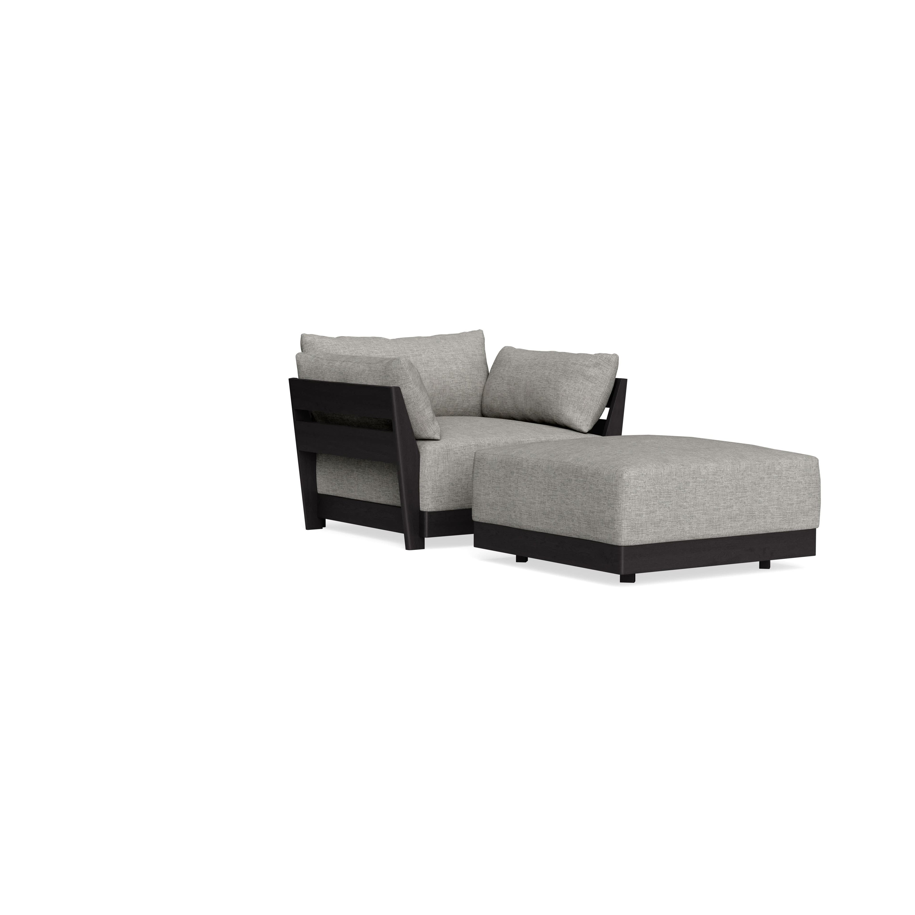 Modular Bondi Black Armchair + Ottoman in Fog | Classic Blend
