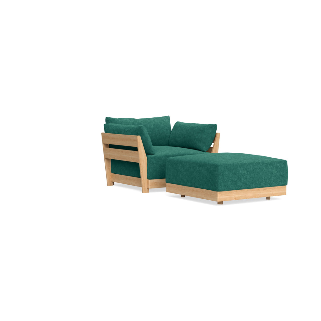 Modular Bondi Latte Armchair + Ottoman in Jade Green | Classic Blend