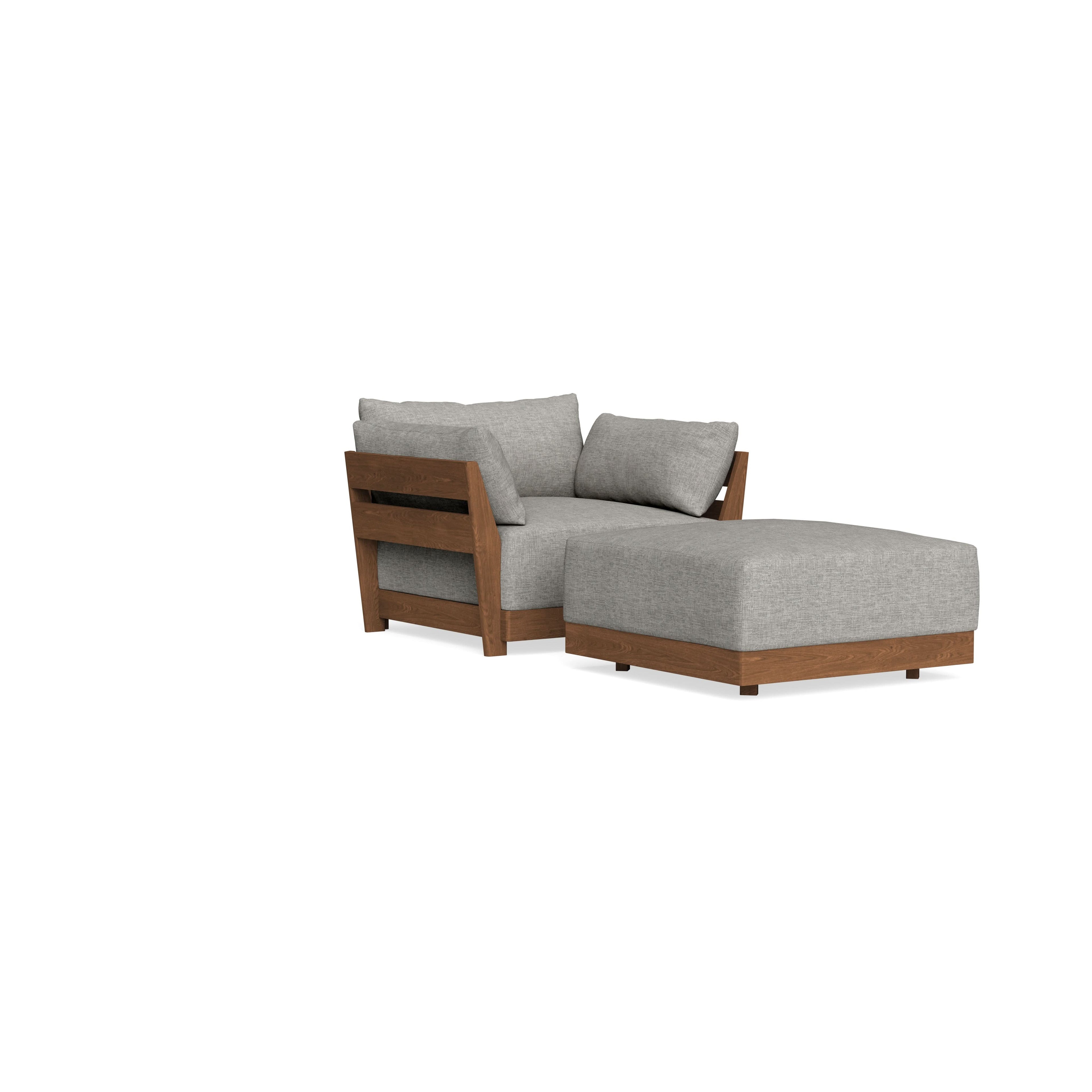 Modular Bondi Espresso Armchair + Ottoman in Fog | Memory Foam Blend
