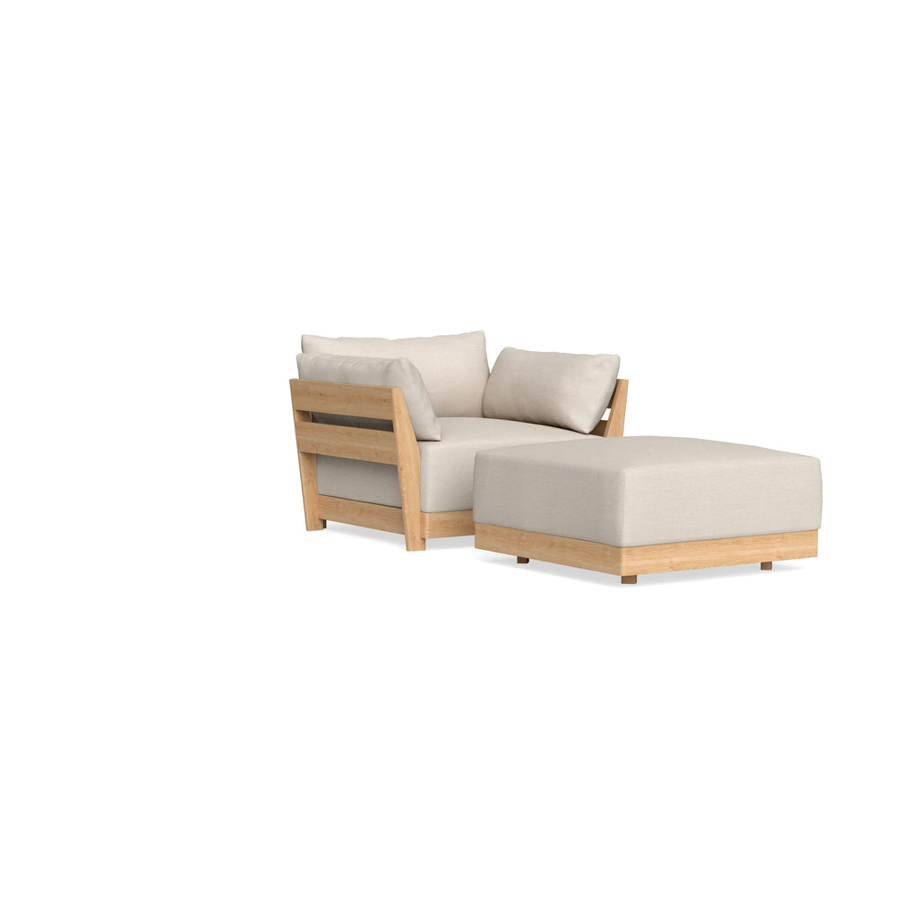 Modular Bondi Latte Armchair + Ottoman in Seashell | Classic Blend