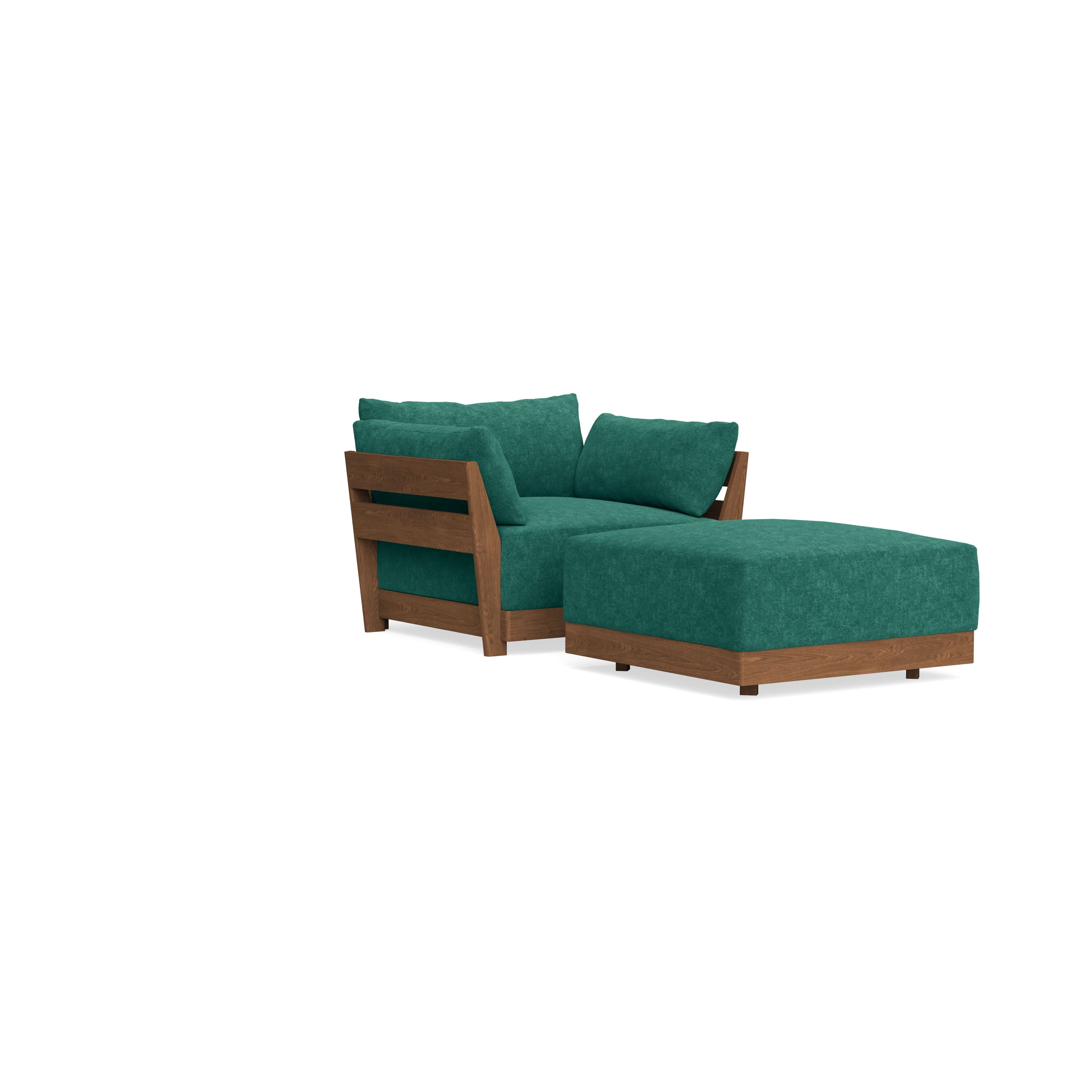 Modular Bondi Espresso Armchair + Ottoman in Jade Green | Classic Blend