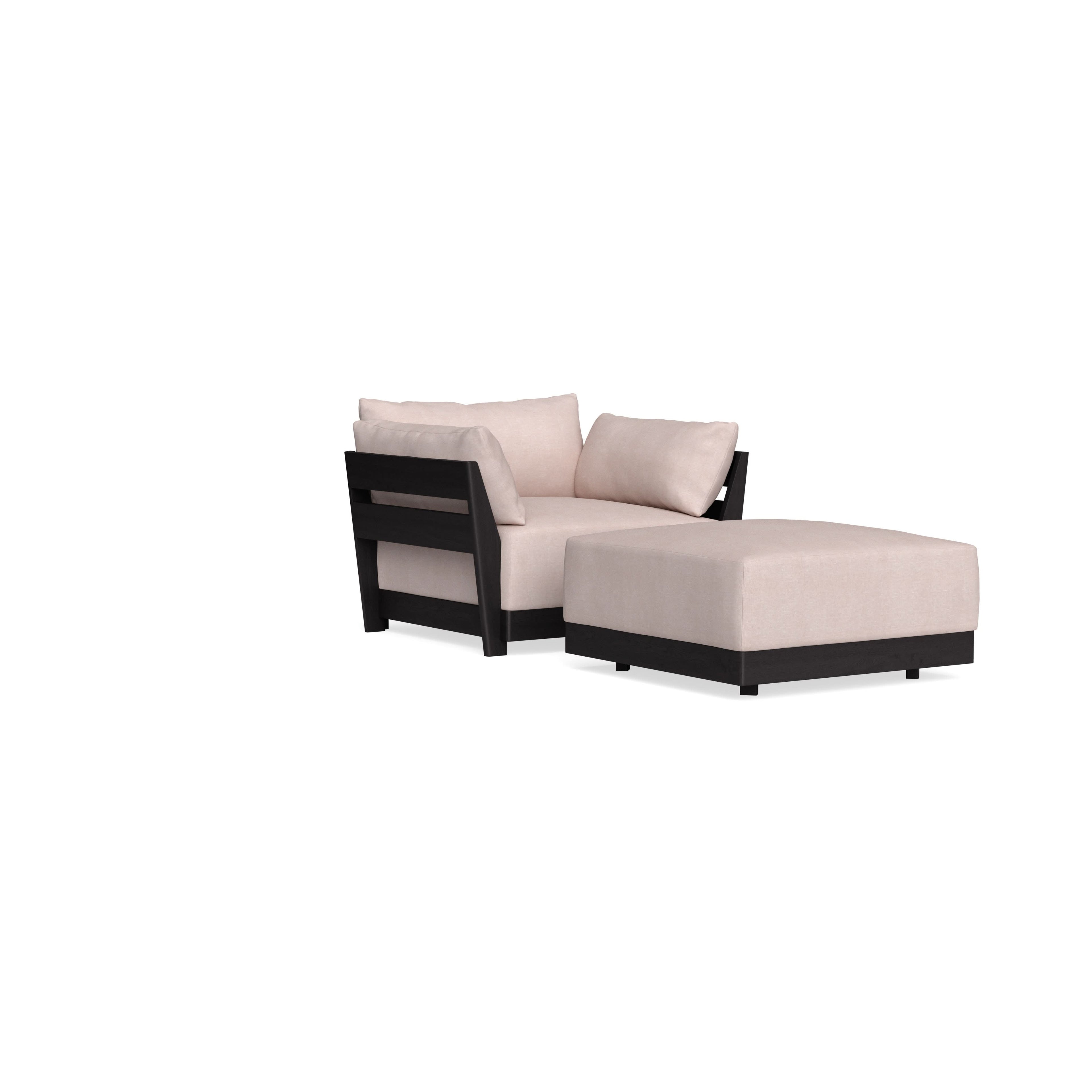 Modular Bondi Black Armchair + Ottoman in Blush | Classic Blend